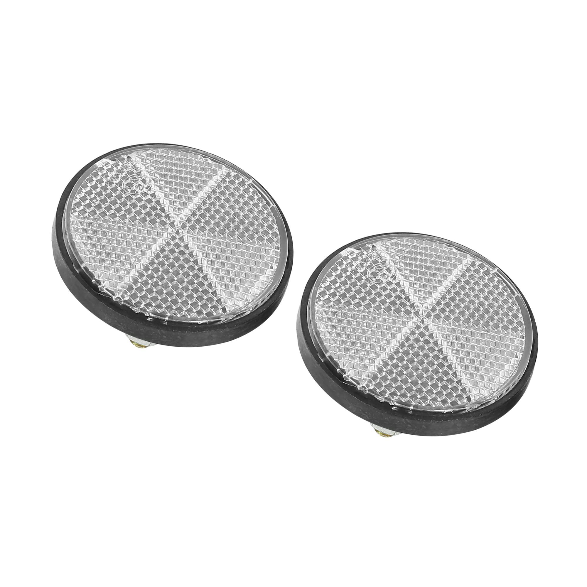 Motoforti Universal Motorcycle Bike Screw Mount, Reflective Warning Reflector, M6x1.0, Plastic, White, 1 Pair