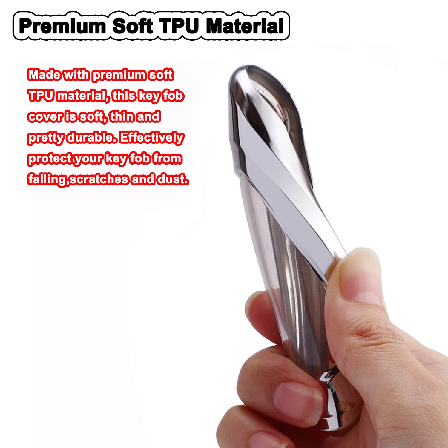 Soft Tpu Key Fob Cover Fit For Hyundai Sonata Santa Fe Tucson Remote Holder Skin Protector Jacket Keyless Entry Sleeve Accessories (Silver)