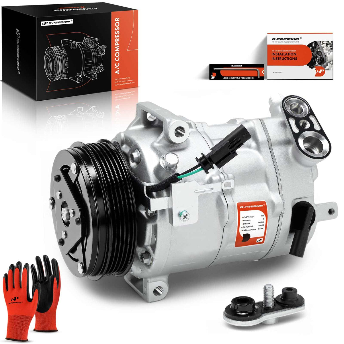 A-Premium Air Conditioner AC Compressor with Clutch Compatible with Chevrolet Malibu 1.5L 2016-2020