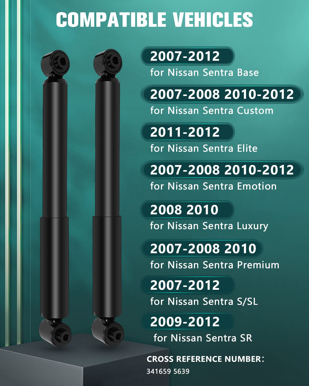 Automuto Rear Shocks Absorbers Fits 2007 2008 2009 2010 2011 2012 For Sentra Struts Sets With 341659