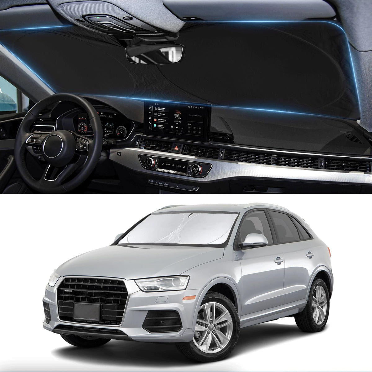 Custom Fit Q3 Windshield Sunshade For 2013-2023 2024 2025 Audi Q3 Front Window Shades Cover For Windshield Sun Visor Screen Prot
