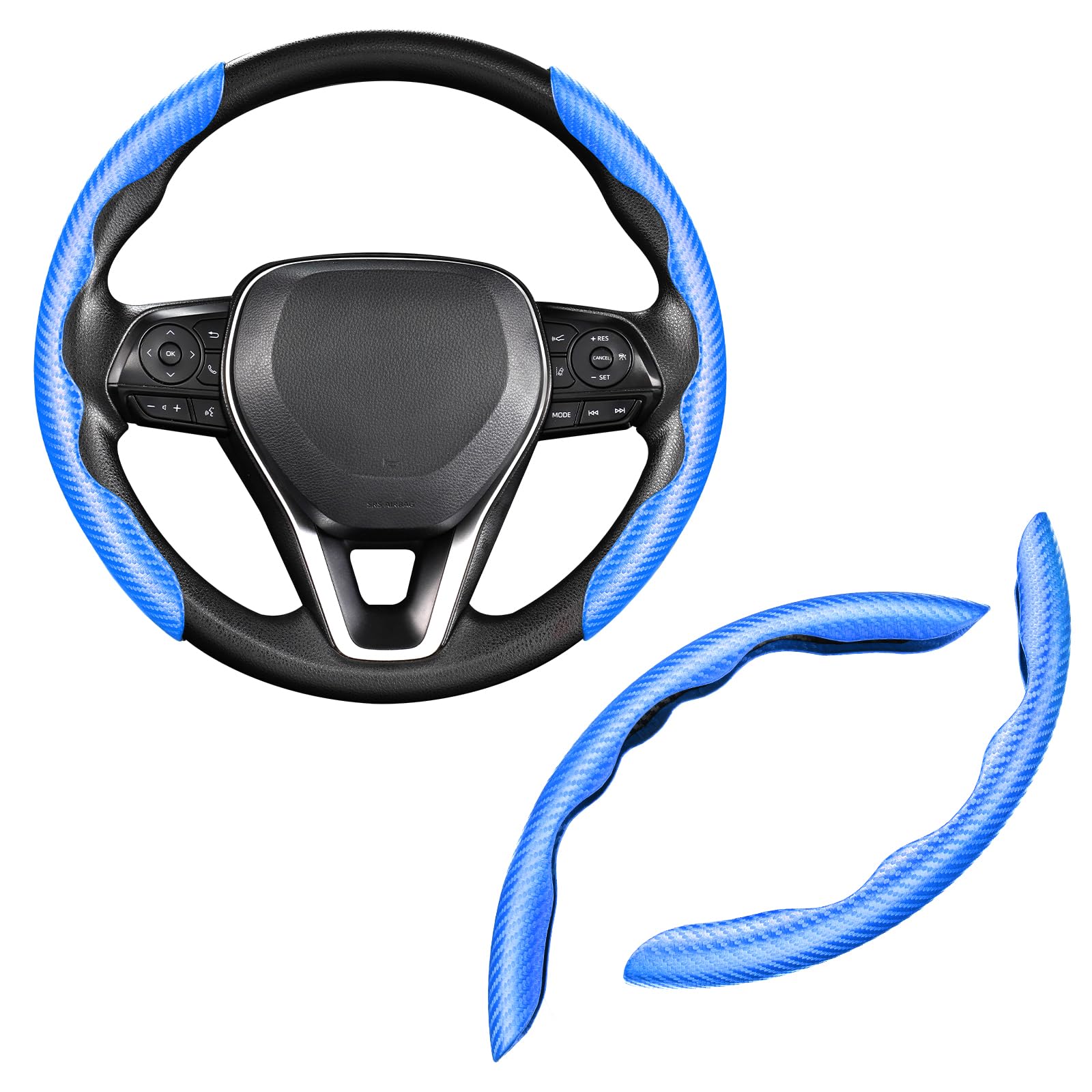 Cartist Steering Wheel Cover, Carbon Fiber Steering Wheel Cover, Car Steering Wheel Cover For Men/Women, Anti-Slip, Comfortable Grip, Durable, Universal For 99% Car Interior Accessories (Blue)
