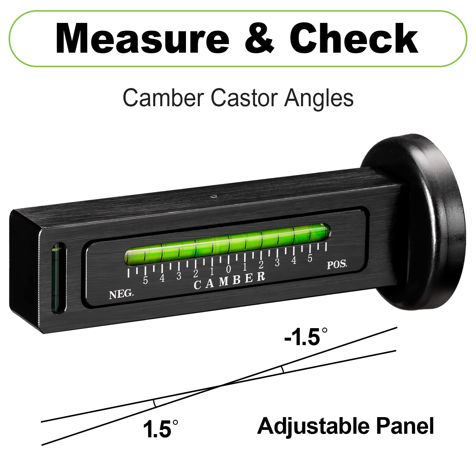 Toolwiz Universal Adjustable Magnetic Gauge Tool Camber Gauge Castor Strut Wheel Alignment Tool For Car Truck Rv Tire Repair Caster Alignment Castor Wheel Gauge Camber Alignment Tools Black