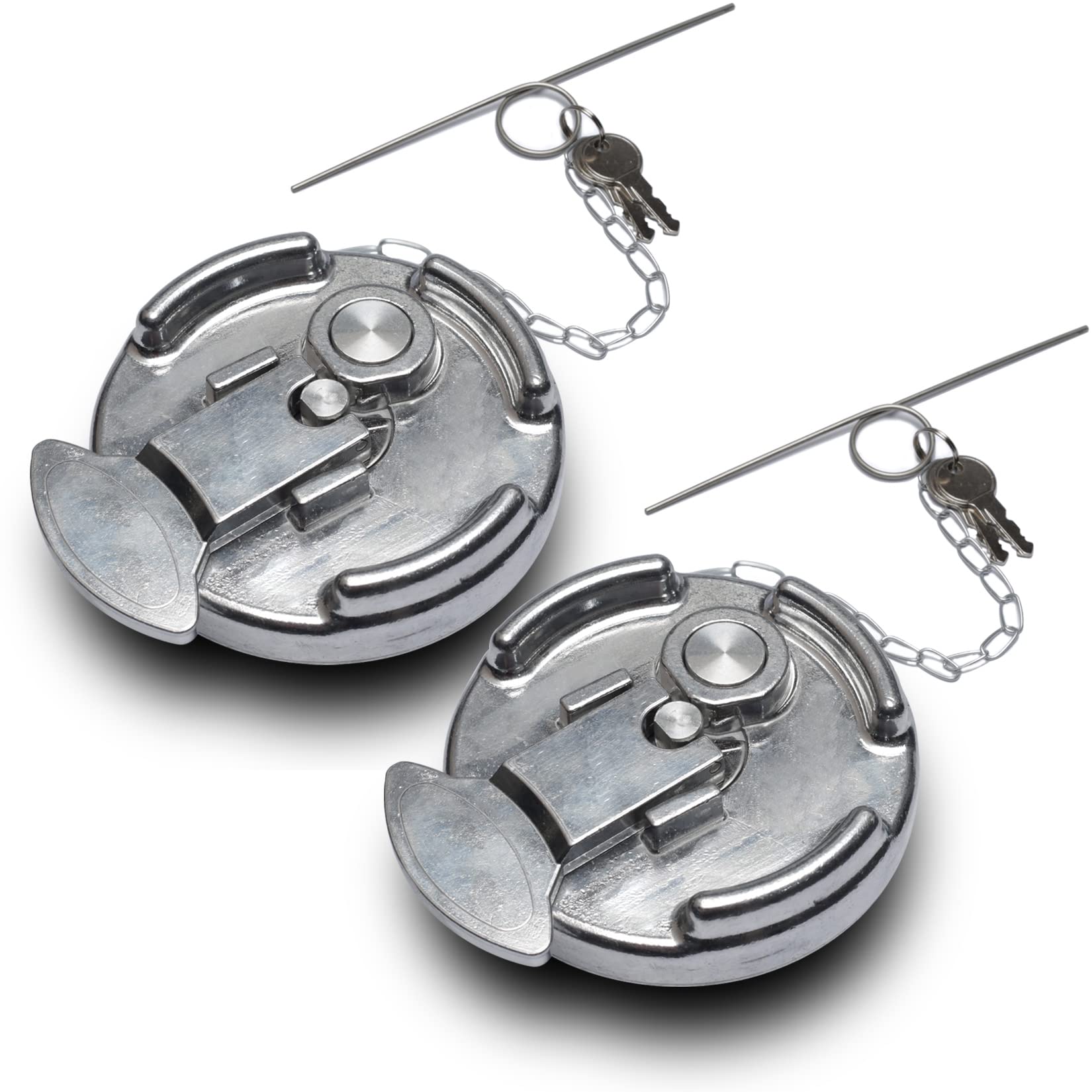 Locking Diesel Fuel Cap 2Pcs Replacement For Peterbilt 379 389 579 4' Lever Style Semi Trucks Gas Tank Accessories Replace 11-04859-100 572.1015 600212 (Silver)