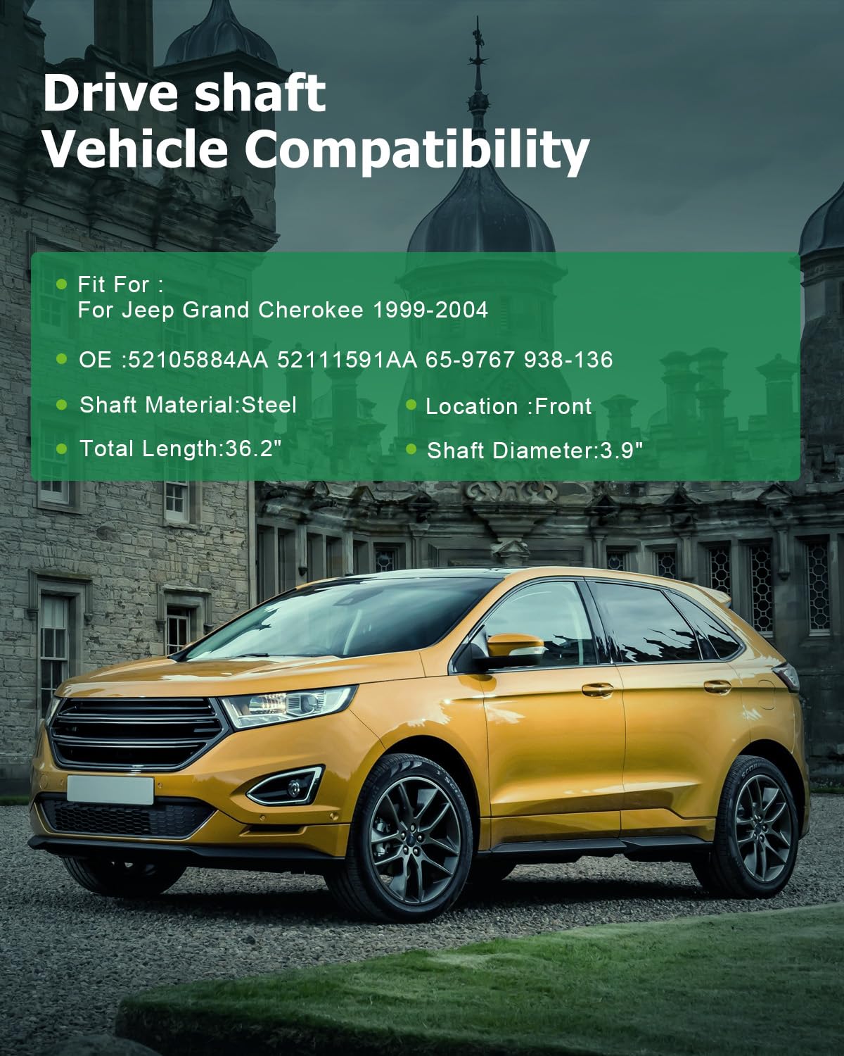 Scitoo?36.2''?Steel Front Driveshaft Assembly Drive Shaft Prop Shaft For Jeep Grand Cherokee 1999-2004,Oe# 52105884Aa 52111591Aa