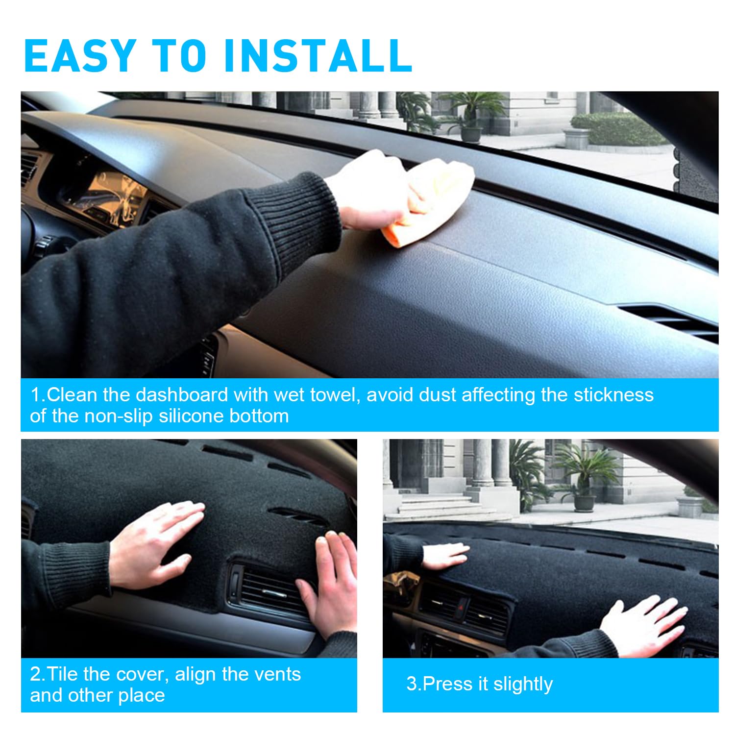 REMOCH Black Dash Cover for Toyota Camry 2007-2011, Custom Fit Dashboard Mat Pad Accessories