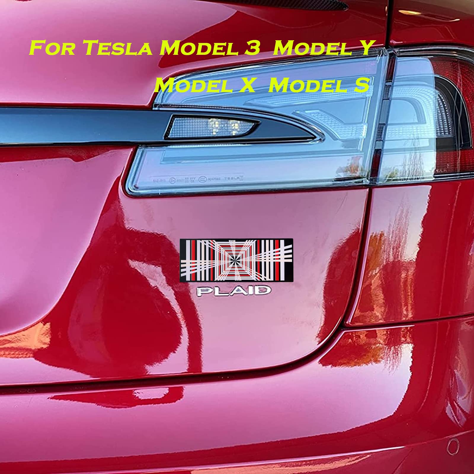 Yhcdsea Model 3 Y Automotive 3D Plaid Badge Sticker Mark Car Emblem Plaid Badge Decor Compatible For Tesla Model 3 Y X S (Plaid)