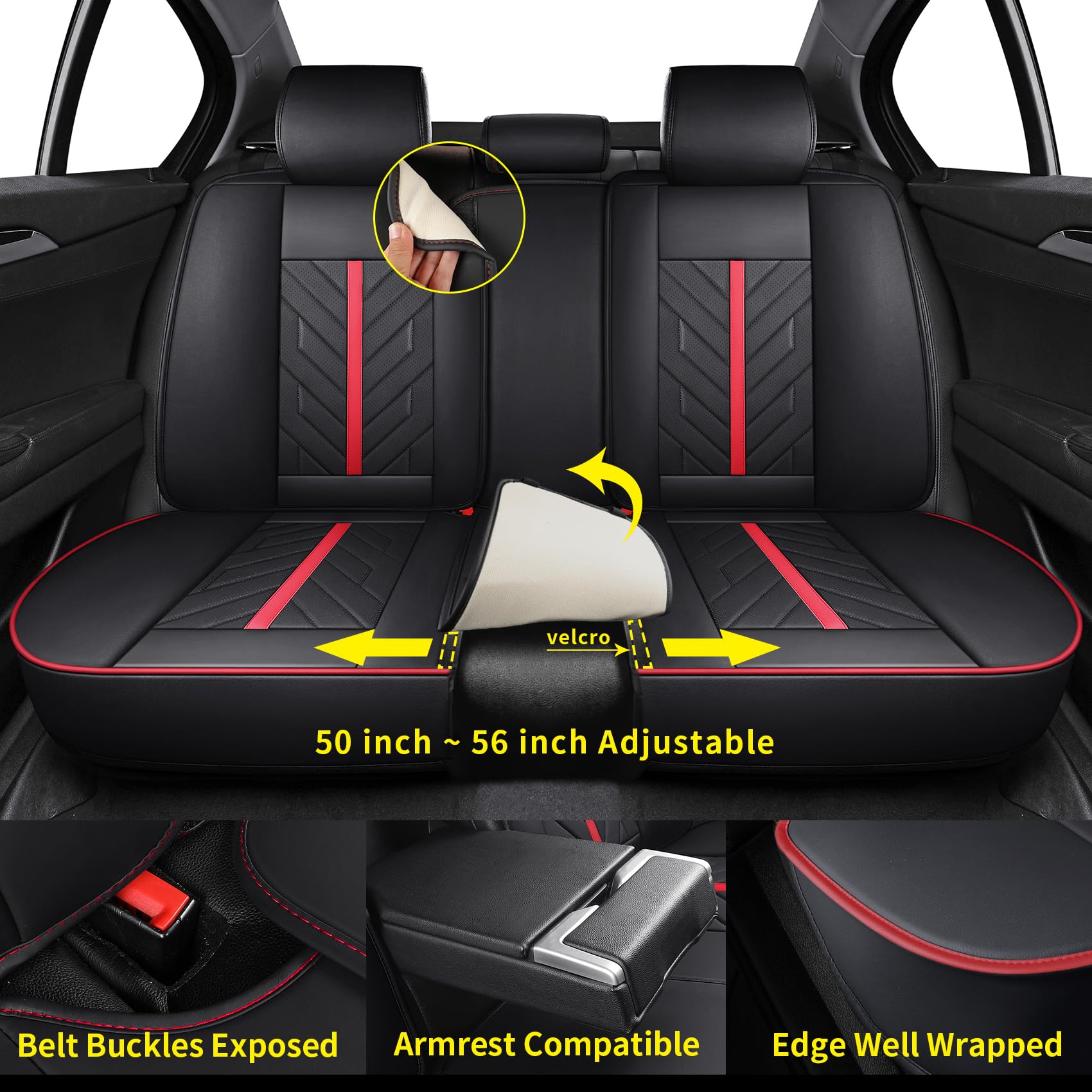 Tomatoman Car Seat Covers Full Set,Universal Automotive Waterproof Leather Vehicle Cushion Full Coverage Protectors Fit for Most