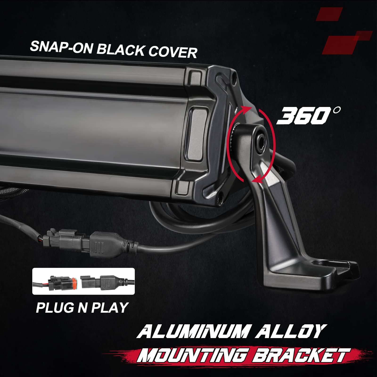 Offroadtown 40'' 540W Led Light Bar With Wiring Harness And Black Cover Off Road Lights Waterproof Driving Light Led Work Light Roof Light Bar For Truck Pickup Utv Suv Jeep Bronco Honda