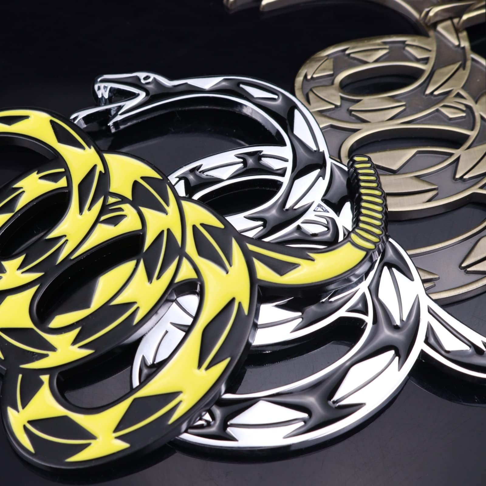 Dont Tread on Me Metal Car Sticker, Gadsden Flag Auto Emblem, 3D Snake Decal for Automotive, Truck, Motorcycle (Bronze)