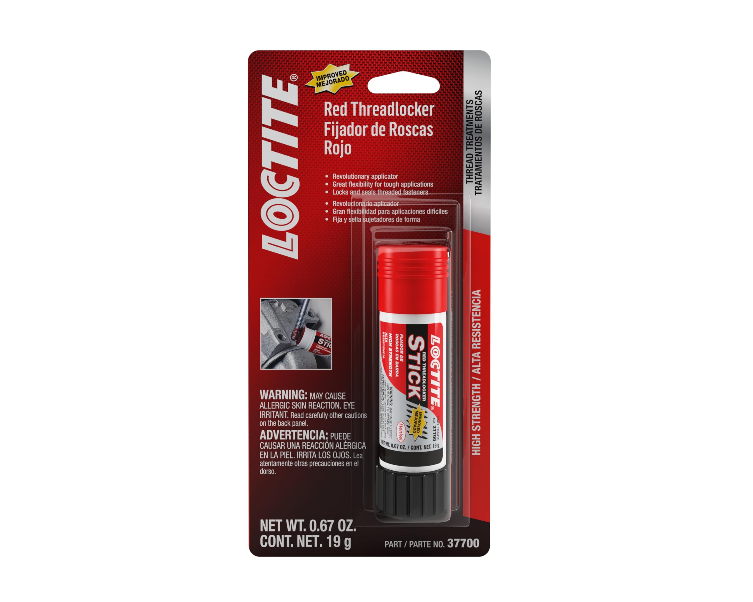 Loctite 268 Red Threadlocker Glue Stick: All-Purpose, High-Strength, Anaerobic, for Heavy-Duty Applications, Works on All Metals