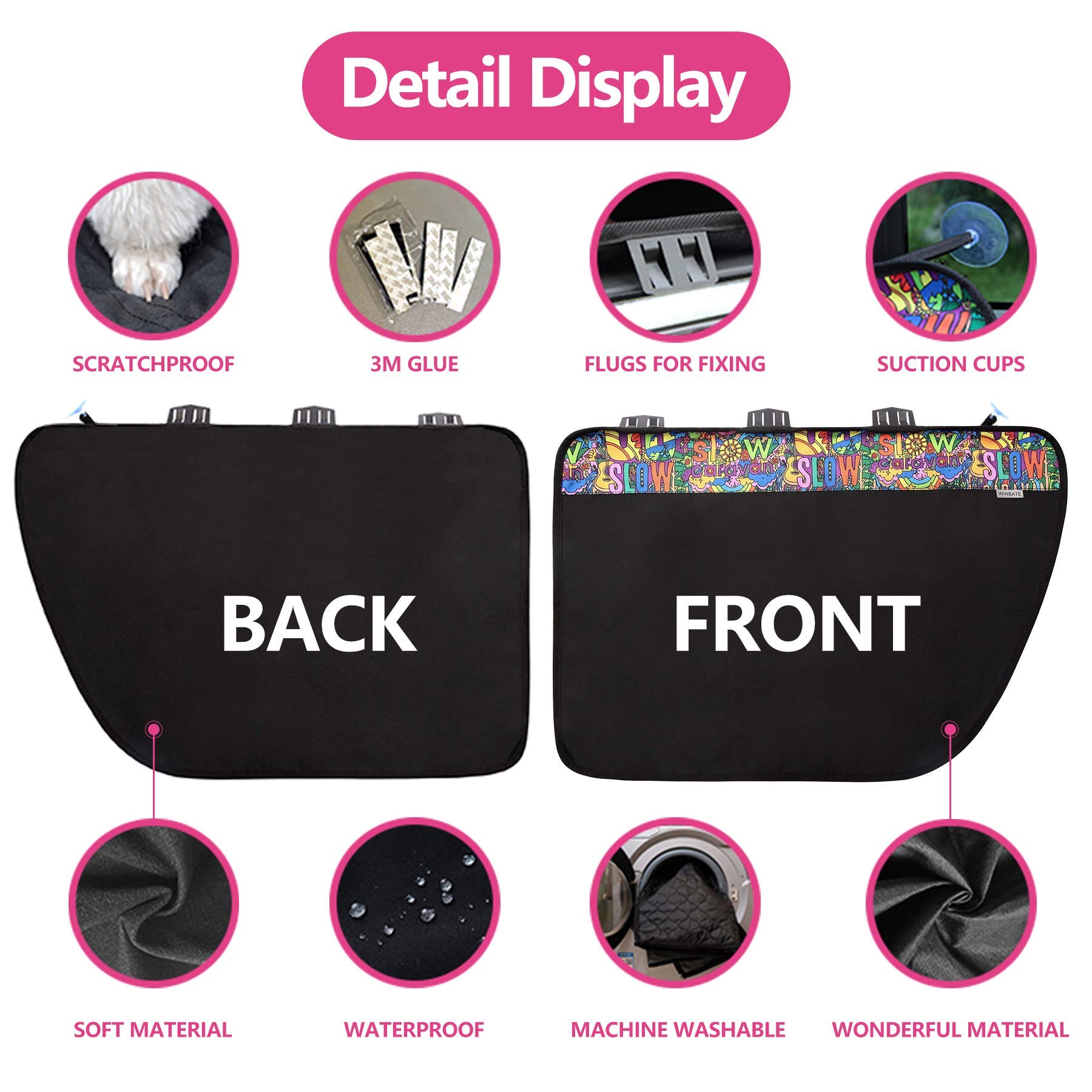 Winbate 2Pcs Dog Car Door Protector, 29.5 X 20.47 Waterproof Scratchproof Nonslip Durable Machine Washable Cardoor Protectors Fr