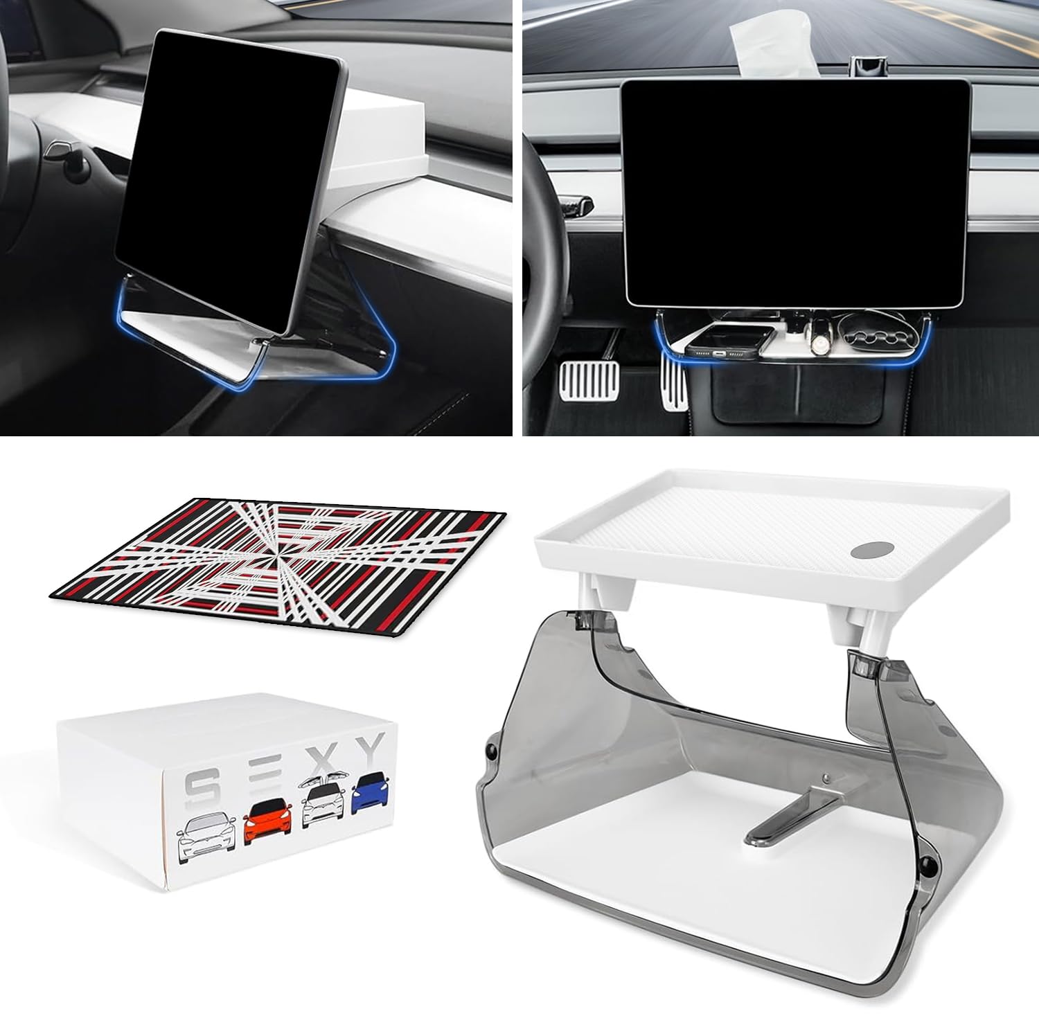 Klutchtech Model 3/Y Under Screen Storage Organizer Magnetic Center Console Organizer - Compatible With Tesla Model 3 2023-2017 Model Y Accessories 2025-2020|White [Not Fit 2024 Model 3 Highland]