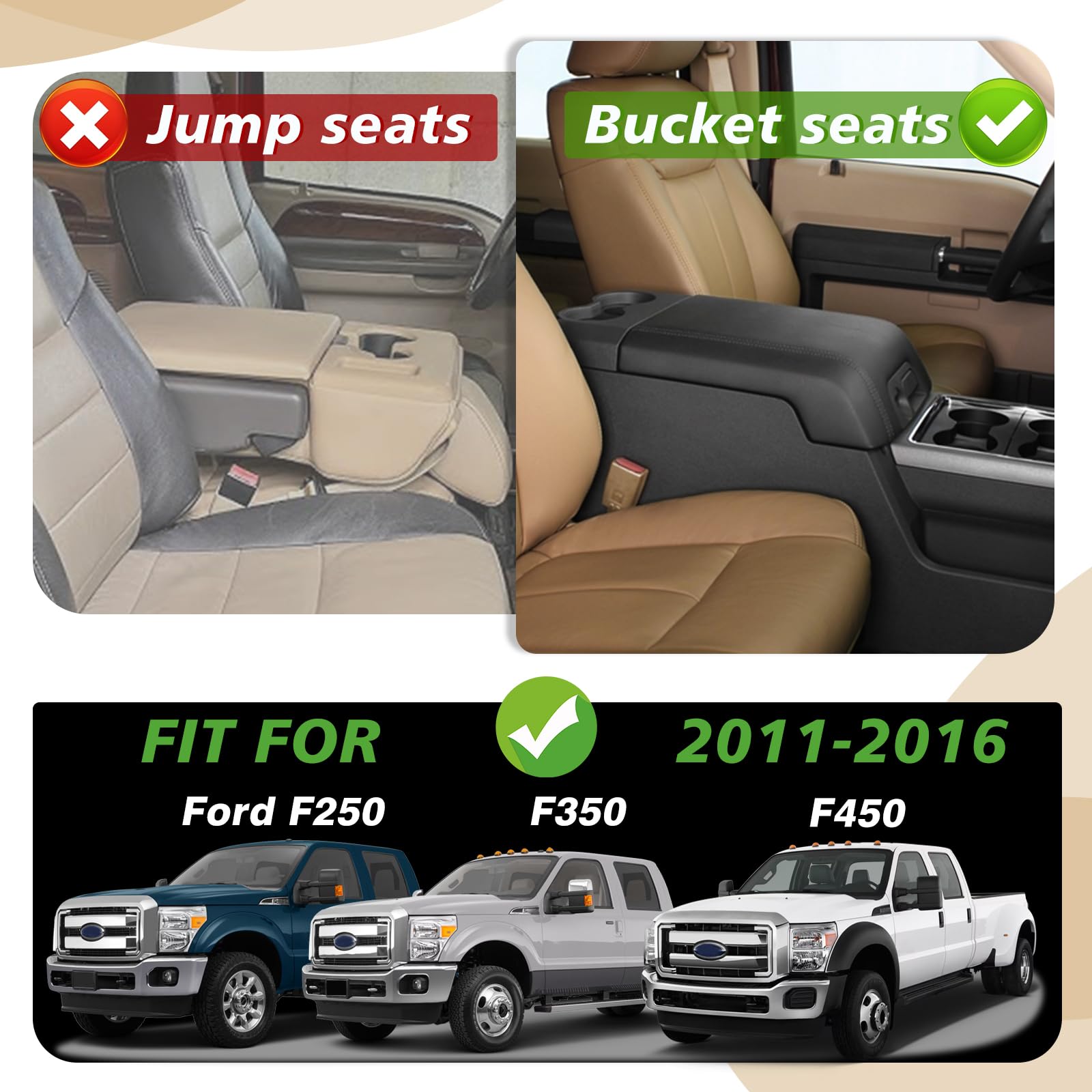 Muslogy Center Console Armrest Cover Compatible With Ford F250 F350 F450 2011-2016 Super Duty Comfort Armrest Pad Arm Rest Cushi