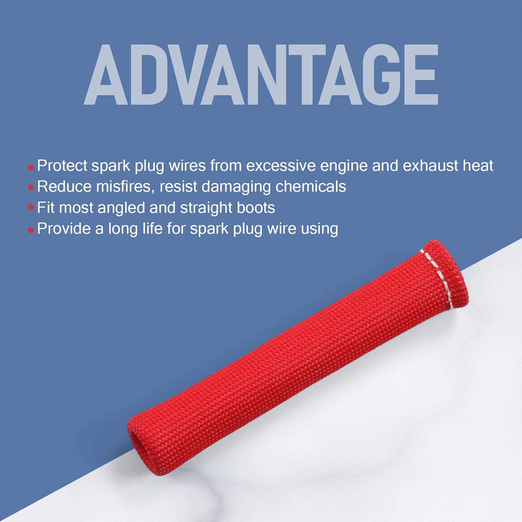 Jdmspeed 8Pcs Red 1200° Spark Plug Wire Boots Heat Shield Protector Sleeve Cover Replacement For Sbc Bbc 350 454 6 Inch