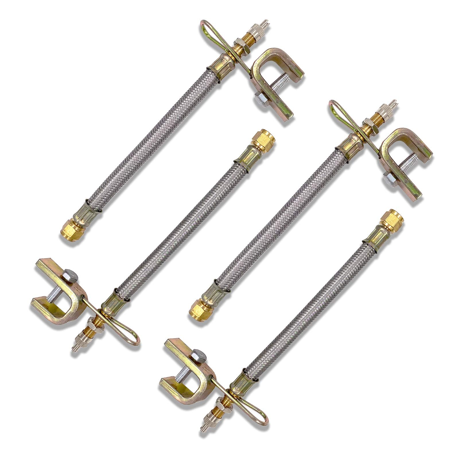 Ckauto 4 Pcs 7''/180Mm Metal Valve Stem Extenders, Universal Valve Stem Extensions Made Of Epdm Rubber, Fit For Heavy Vehicles,