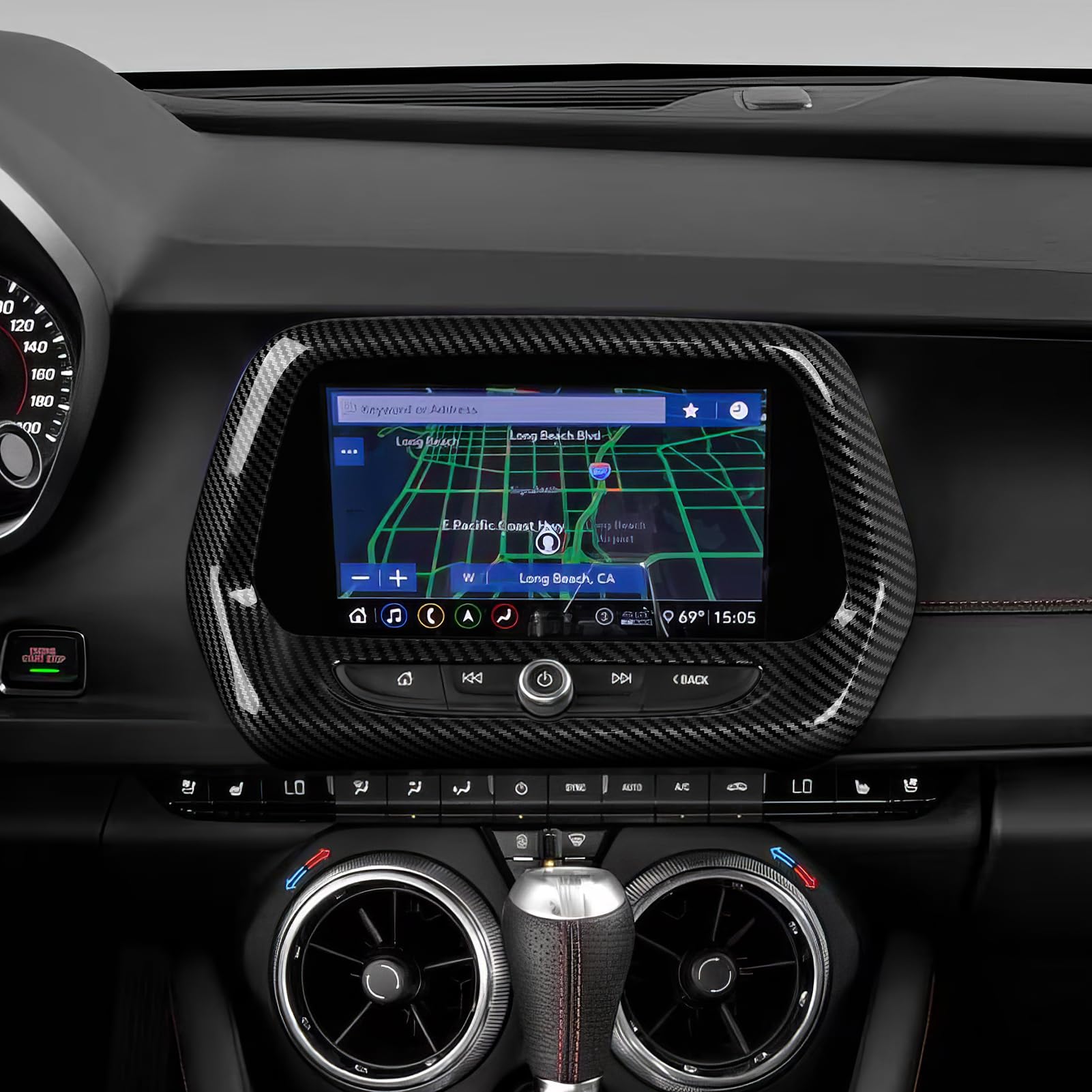 Car Sticker Center Control Navigation Panel Decal ABS Carbon Fiber Interior Trim Cover for Chevrolet Camaro 2016 2017 2018 2019