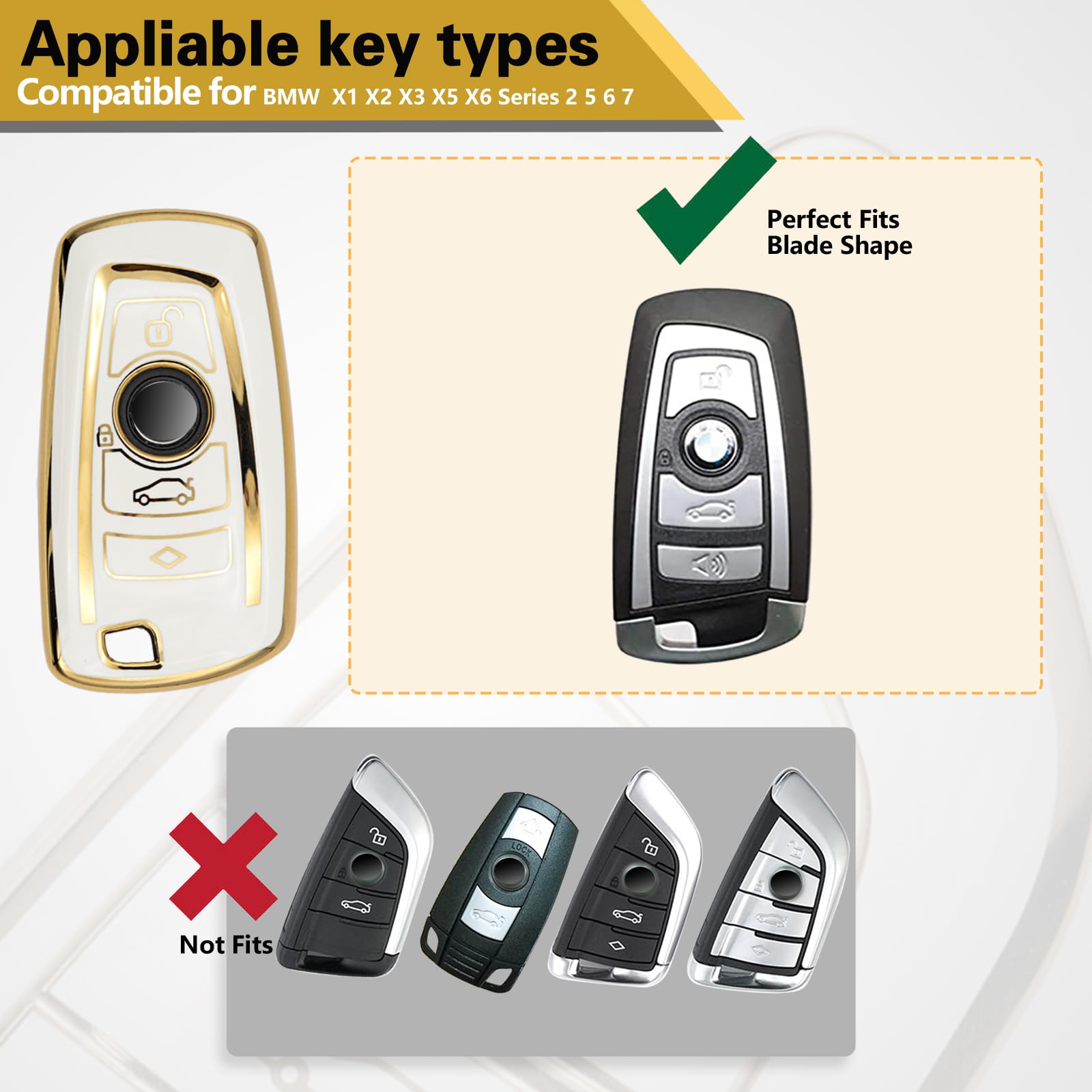 Ctrinews For Bmw Key Fob Cover With Metal Braided Rope Keychain For Bmw Accessories, Upgraded Soft Key Case For 1 3 4 5 7 Series