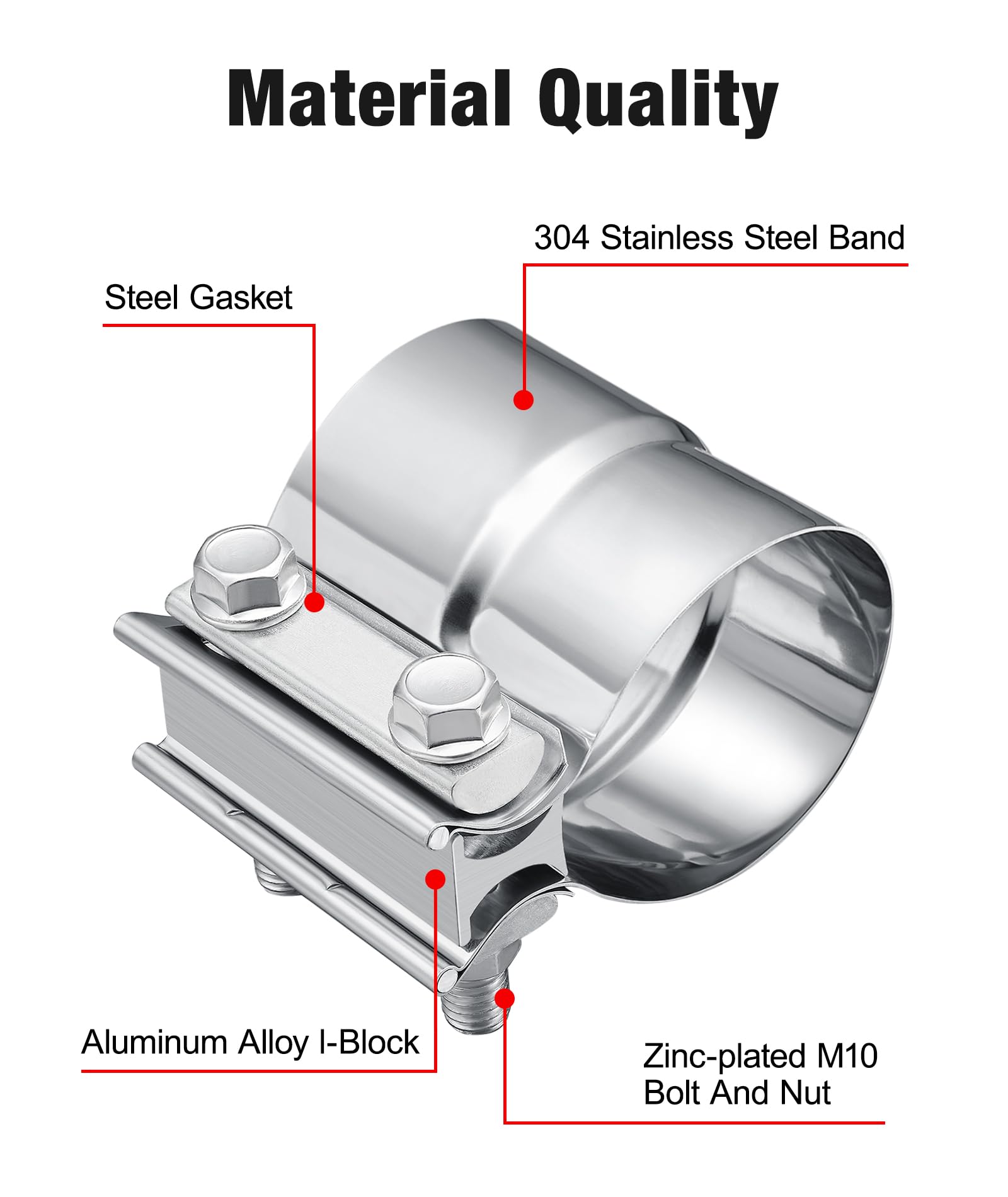 Evil Energy 3 ' ' Exhaust Clamp,Lap Joint Band Clamp Stainless Steel For Pipes,Mufflers,Catalytic Converters (1, 3.0 Inch)