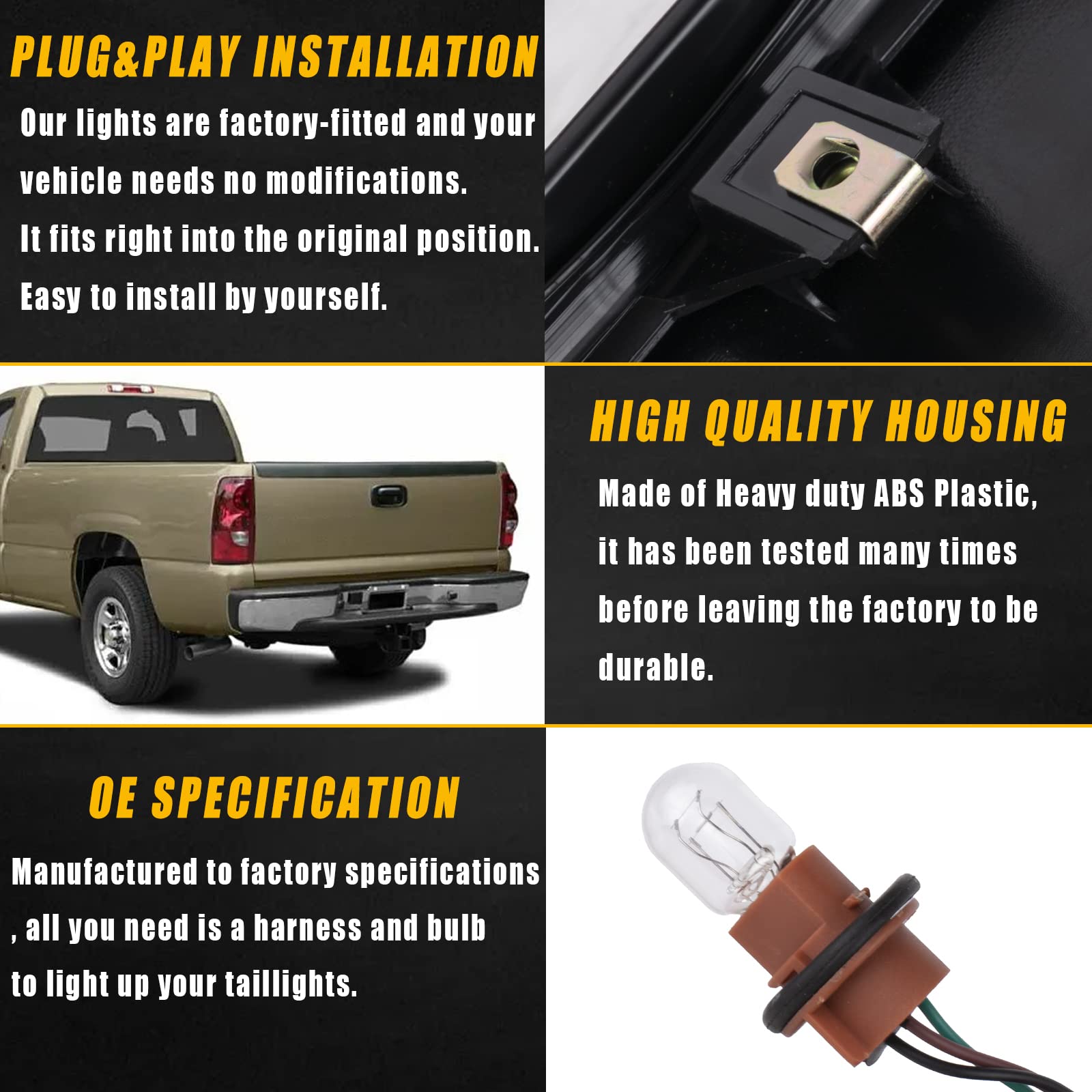 Boine Tail Light Compatible With 2003 2004 2005 2006 Chevy Silverado 1500 2500 3500 Driver And Passenger Side Rear Light Brake Lamps - Bulb And Harness Included