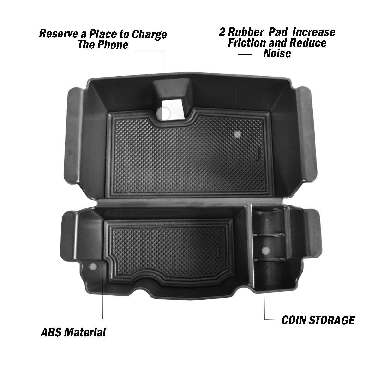 Tacobro Center Console Organizer Compatible With Jeep Wrangler Jl And Jlu 2018-2023 2024 2025 Accessories, Gladiator Jt Truck 2020 2021 2022-2025 Insert Tray Armrest Storage Box (Not For Jk/Jku),Black