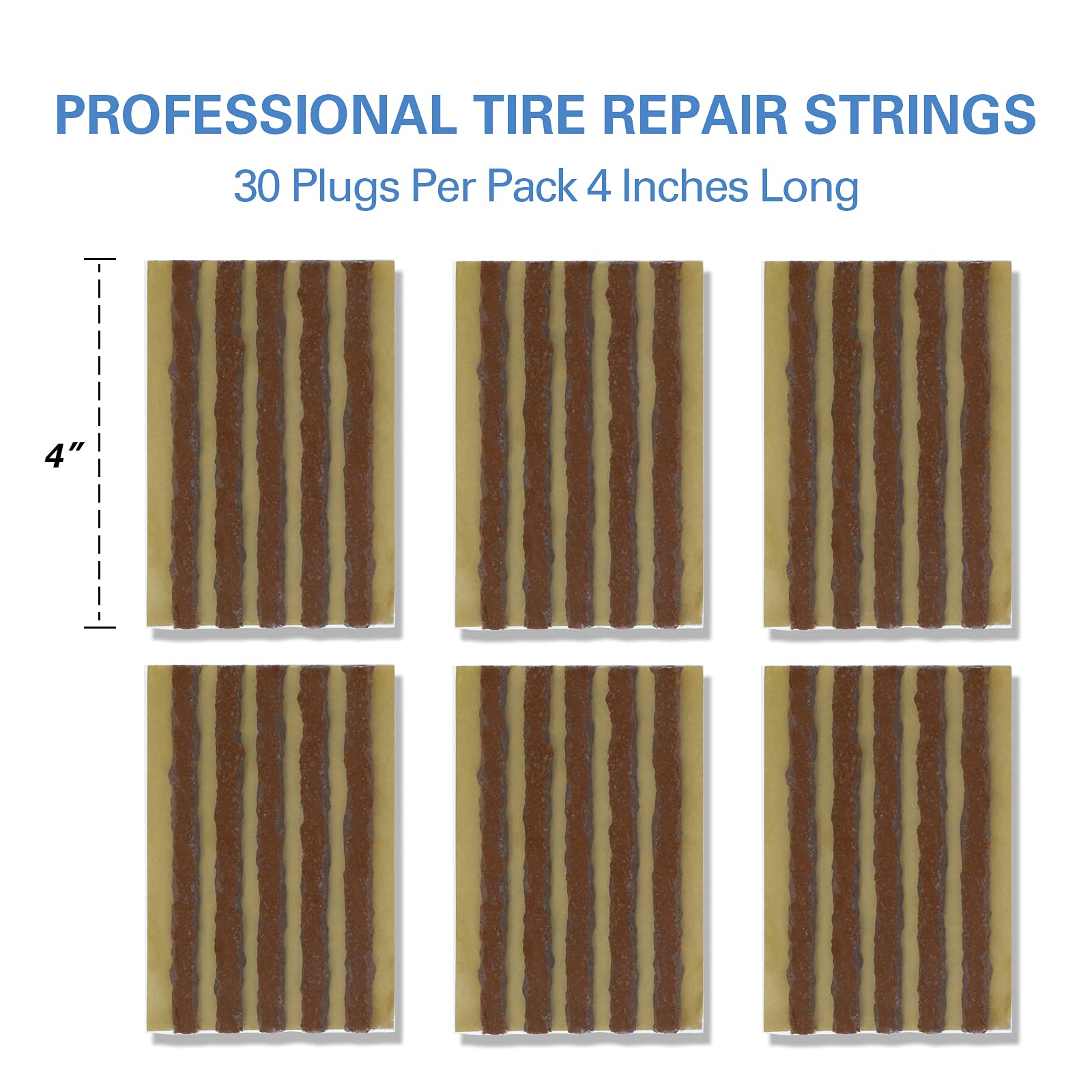 Ckauto 30Pcs 4'' Brown Tire Repair Strings, Automotive Tool Tire Repair Plugs For Tubeless Off-Road Tires Car, Bike, Atv, Utv, W