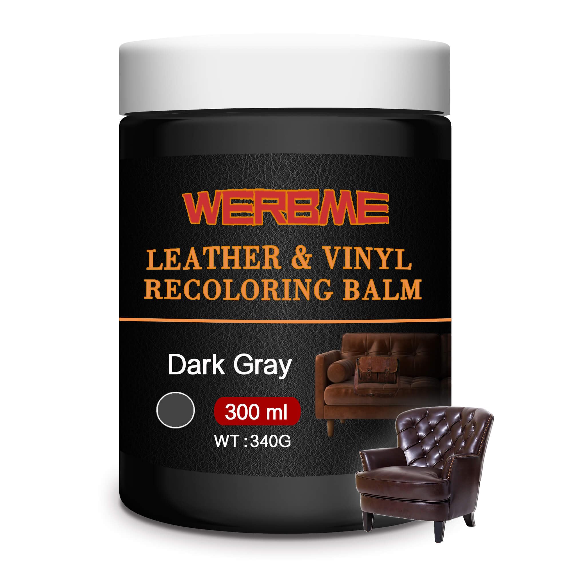Werbme Leather Recoloring Balm & Color Restorer - 10 Oz Multipurpose Dye & Paint For Faded Leather Couches, Car Seats, Shoes | F