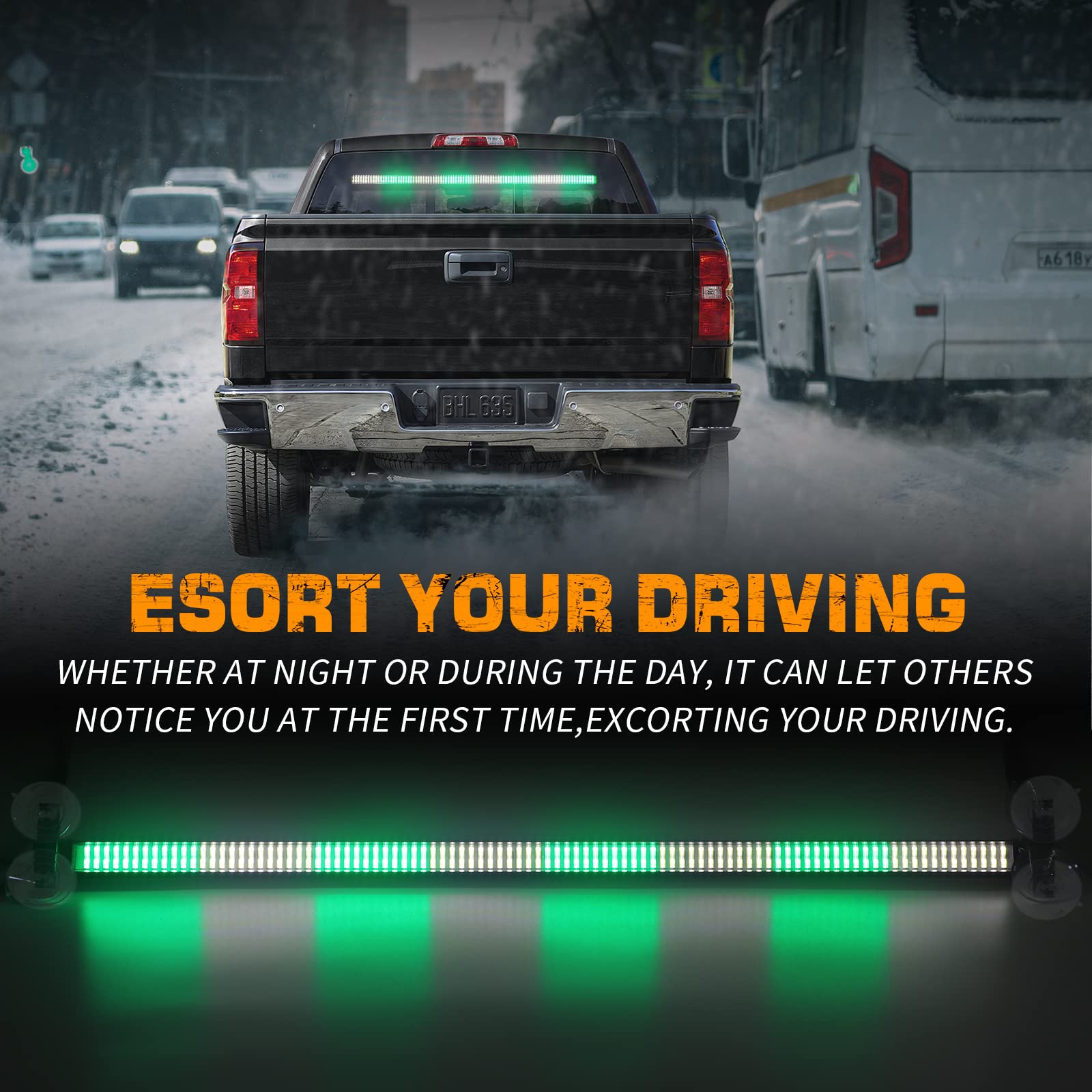 Xridonsen Green White 35 Inch Traffic Advisor Light Bar 144 Led Emergency Warning Flashing Safety Interior Windshield Strobe Lig