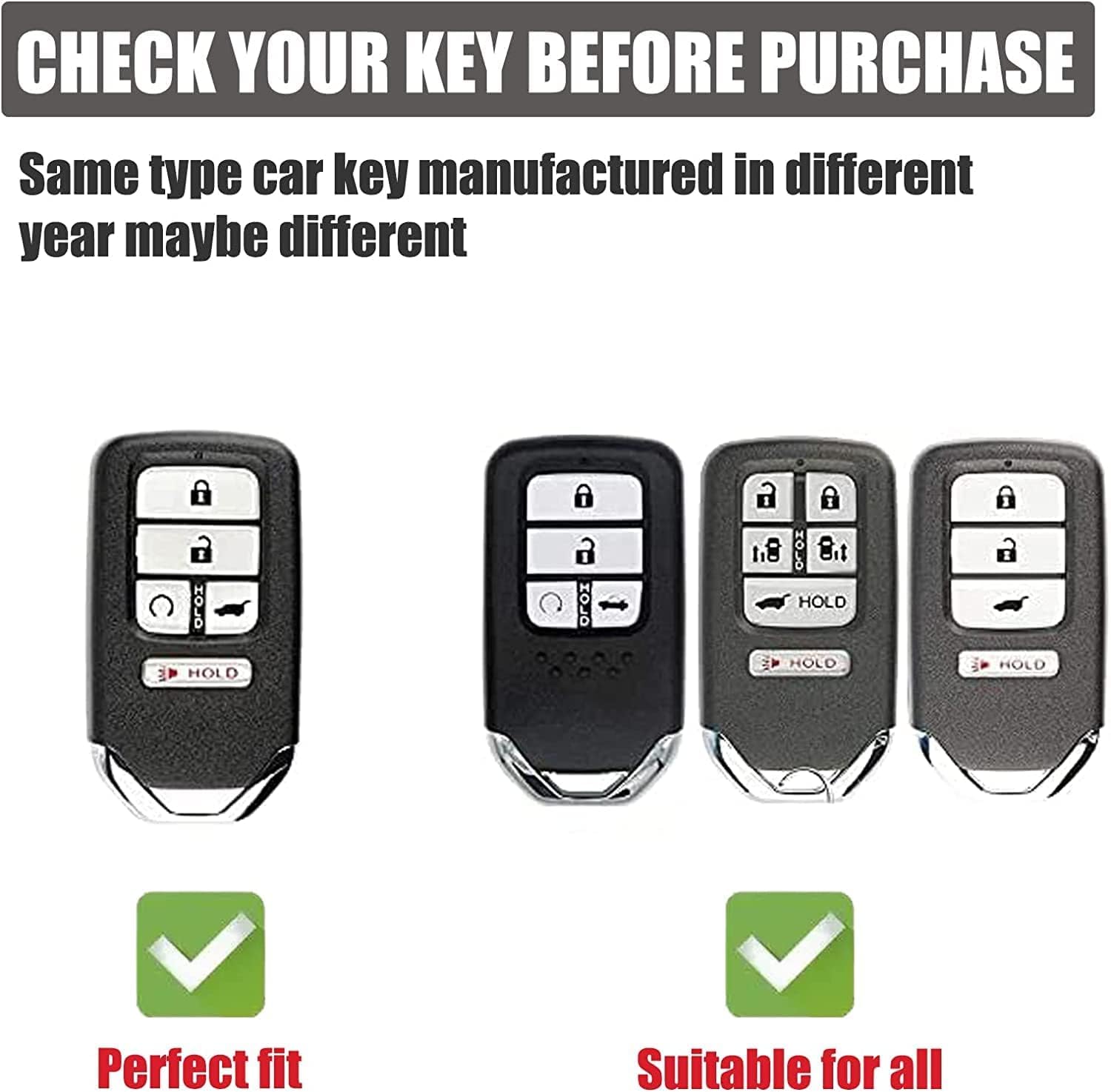 Qetoosur for Key Fob Cover with Leather Lanyard, Key Case Protection Shell Fit for Accord Civic CRV Pilot Odyssey Passport Smart