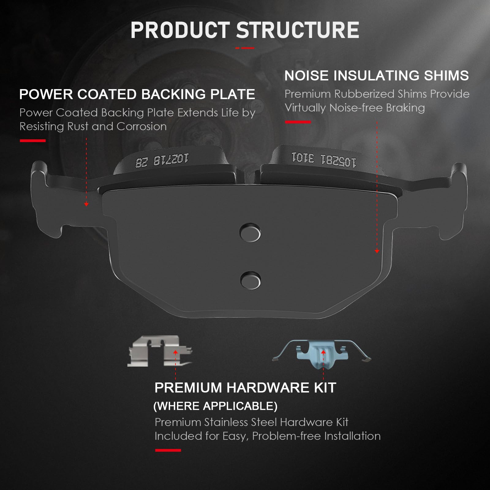 Cciyu D1294 D1042 Front & Rear Professional Ceramic Brake Pads Set Fit For 2007-2017 For Bmw X5,2010-2017 For Bmw X6
