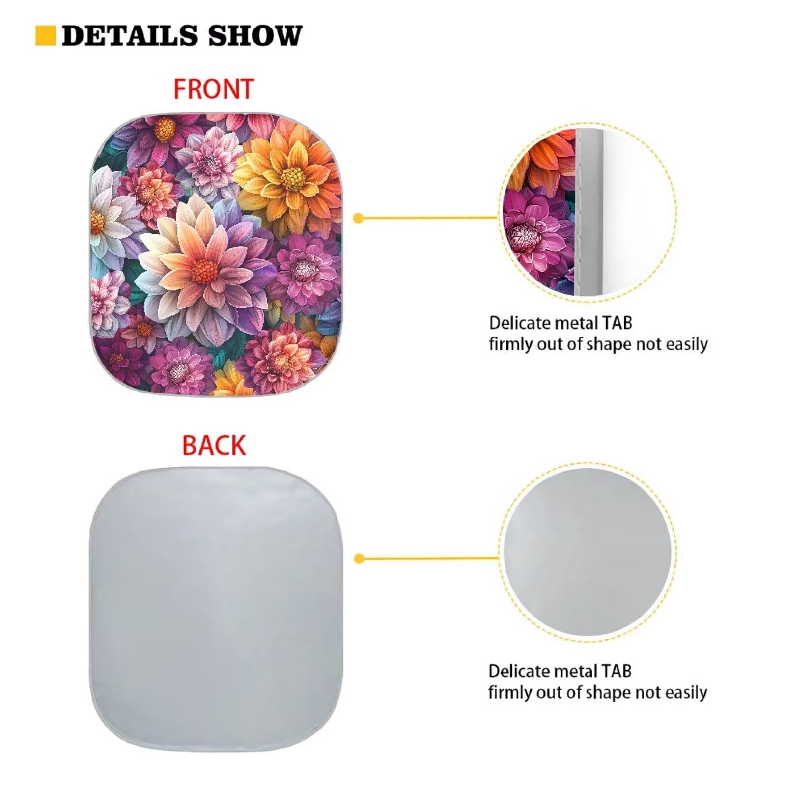 Renewold Gift For Women Men Foldable Sun Shade Boho Flower Dahlia Sunshade For Car Windshield Car Window Covers Uv Rays Heat Sun