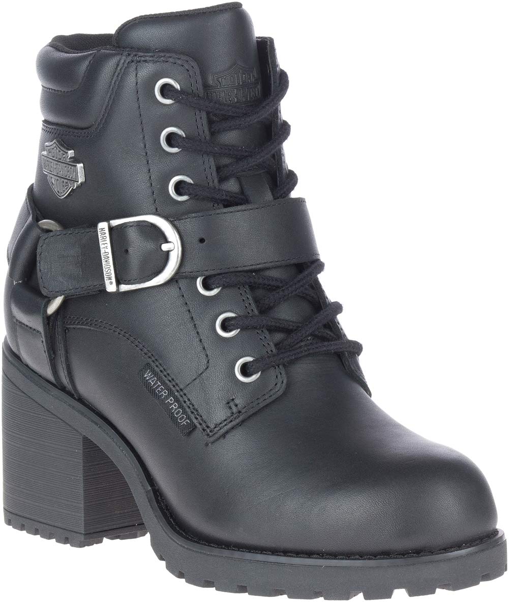 Harley-Davidson Women's Howell 5" Lace Leather Motorcycle Boot, Size 5, Black, Model D84664