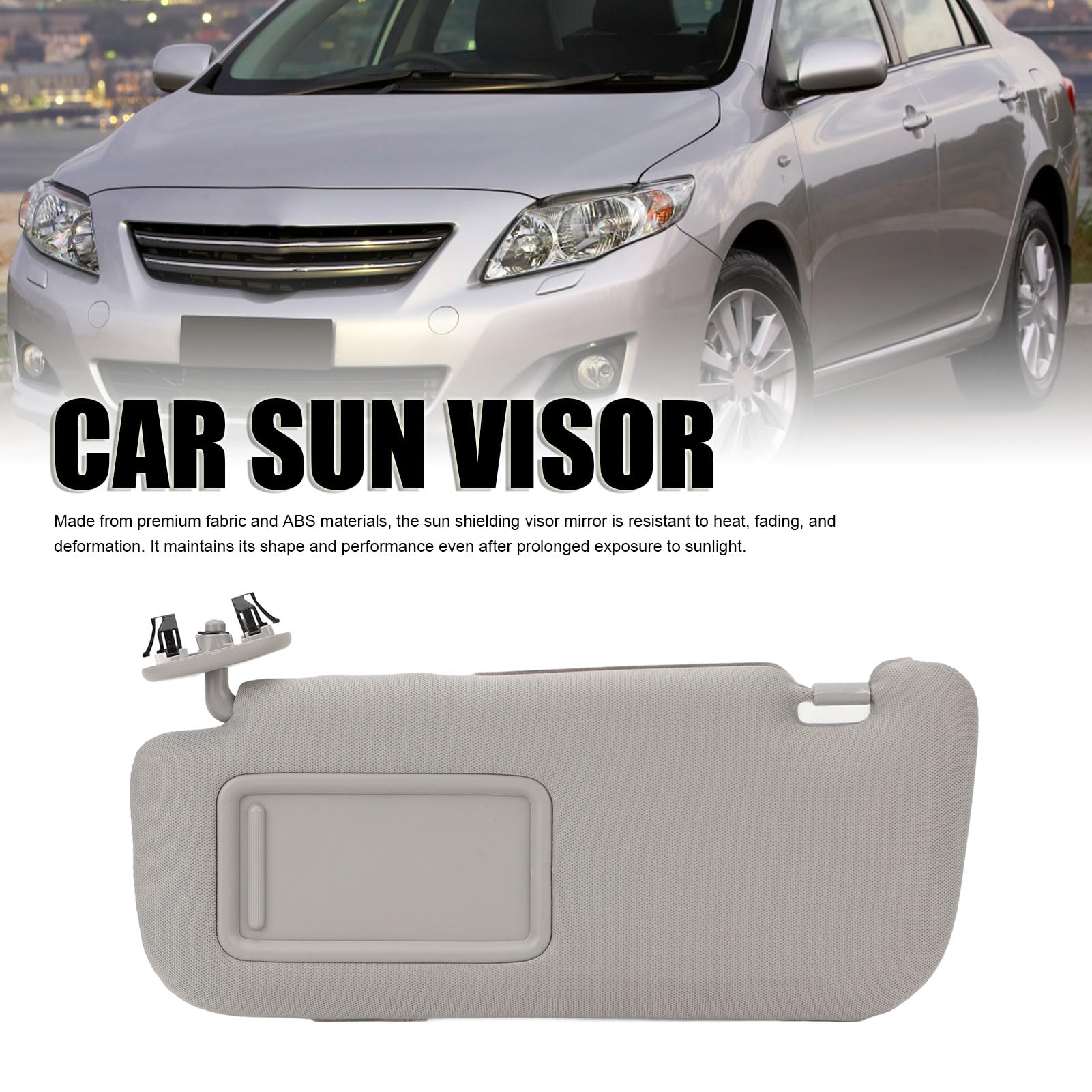 Car Sun Visor For Corolla 2007-2013, Fabric Grey Sun Shielding Visor Mirror, Sun Visor With Makeup Mirror, Sun Visor For Car, Anti Glare And Uv Protection (Left 74320-02F60-E0)