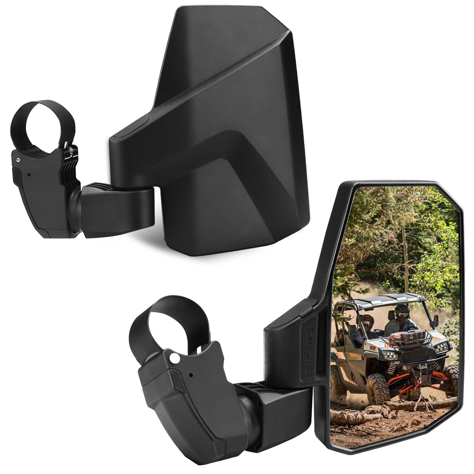 Shejisi Utv Mirrors,The Spring Back Feature Allows Easy Reset After Fold,2024 New Sxs Mirrors Side View For 1.5'-2.0' Roll Cage,Compatible With Polaris Rzr,Can Am X3,Honda Pioneer Talon,Kawasaki Mule