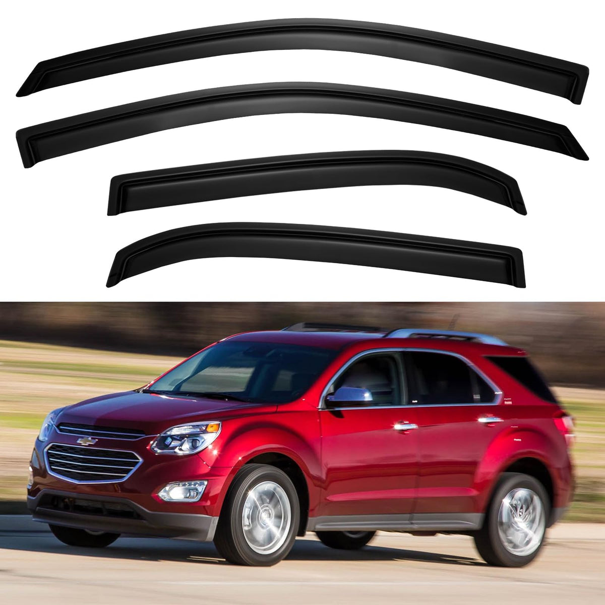 Window Visors Rain Guards for 2010 2011 2012 2013 2014 2015 2016 2017 Chevy Equinox, Out-Channel Window Vent Wind Deflectors Vis
