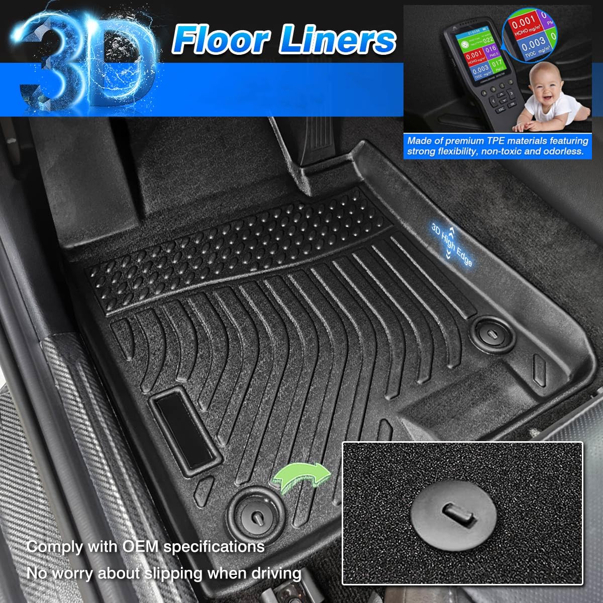 Cartist Floor Mats Custom Fit For Ford Escape/C-Max 2013 2014 2015 2016 2017 2018 2019 All Weather Floor Liners For Ford Escape