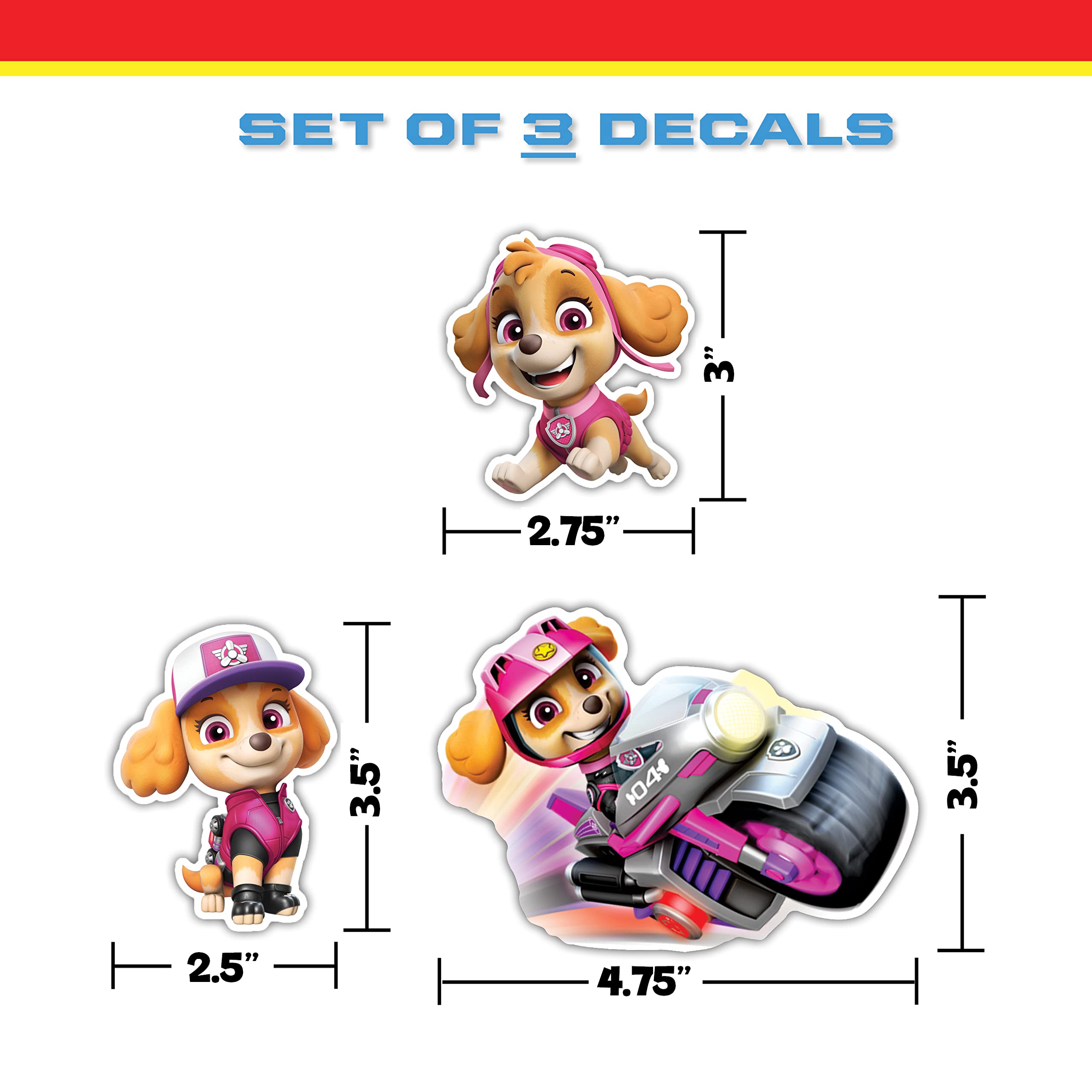 Paw Patrol Skye Decals - Set Of 3 Skye Stickers For Kids And Adults - Vinyl Decals For Laptop, Tumbler, Water Bottle, Vehicles - Nickelodeon Stickers