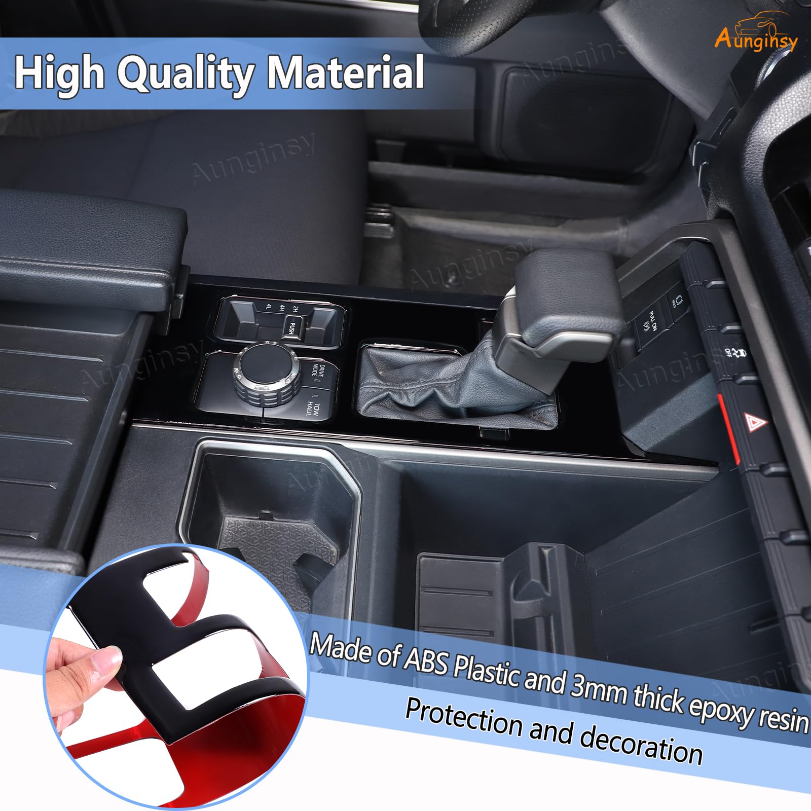 Aunginsy Car Central Control Gear Shift Panel Trim Cover Compatible With Toyota Tundra/Sequoia 2022-2024 Pickup Gear Shifter Con