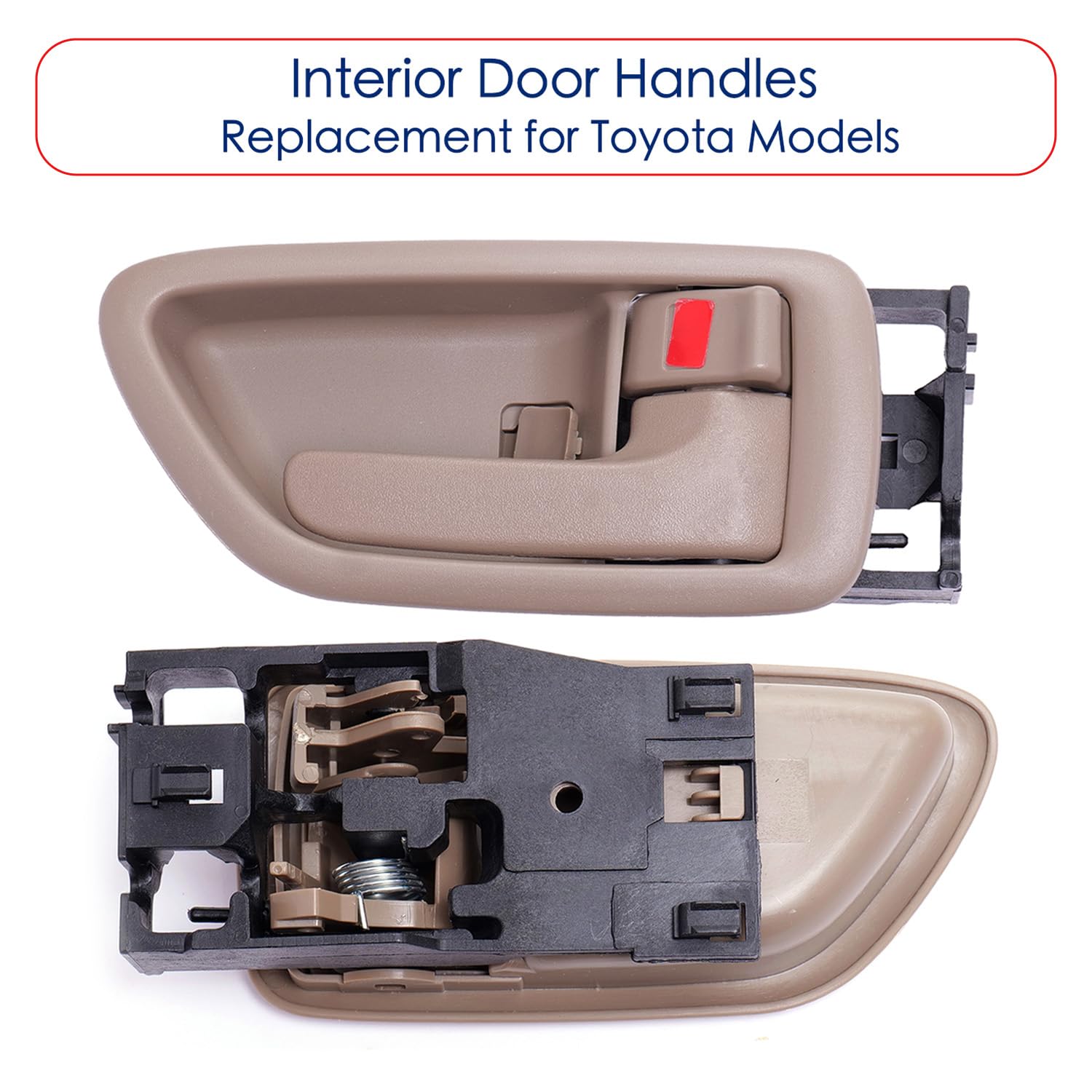 Lcyolada 4Pcs Interior Door Handles W/Bezel (Beige) Compatible with 2000-2007 Toyota Sequoia, 2004-2006 Tundra(Crew Cabs Only),