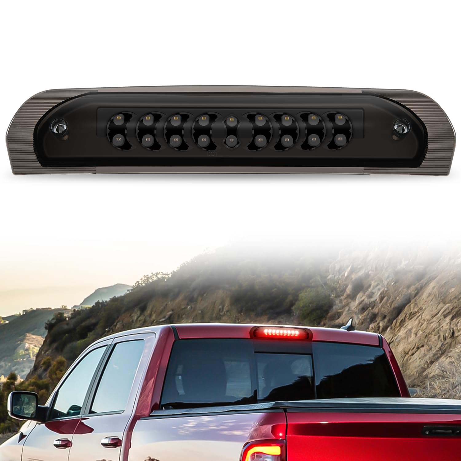 Nilight Third Brake Light High Mount 3Rd Stop Reverse Cargo Led Lighting Replacement For 2002-2008 Dodge Ram 1500 2003-2009 Ram