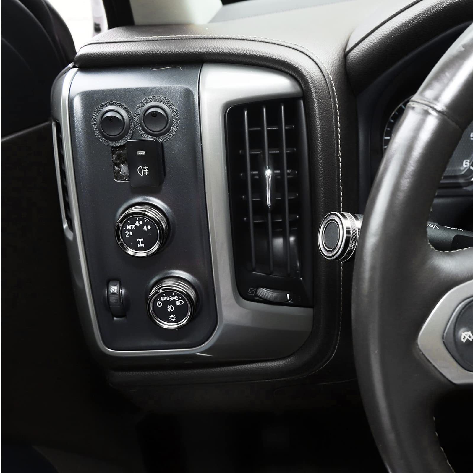 Jecar Center Console Switch Button Trim Air Conditioner Control Knob Cover For Chevy Silverado & Gmc Sierra 2014-2018, Black
