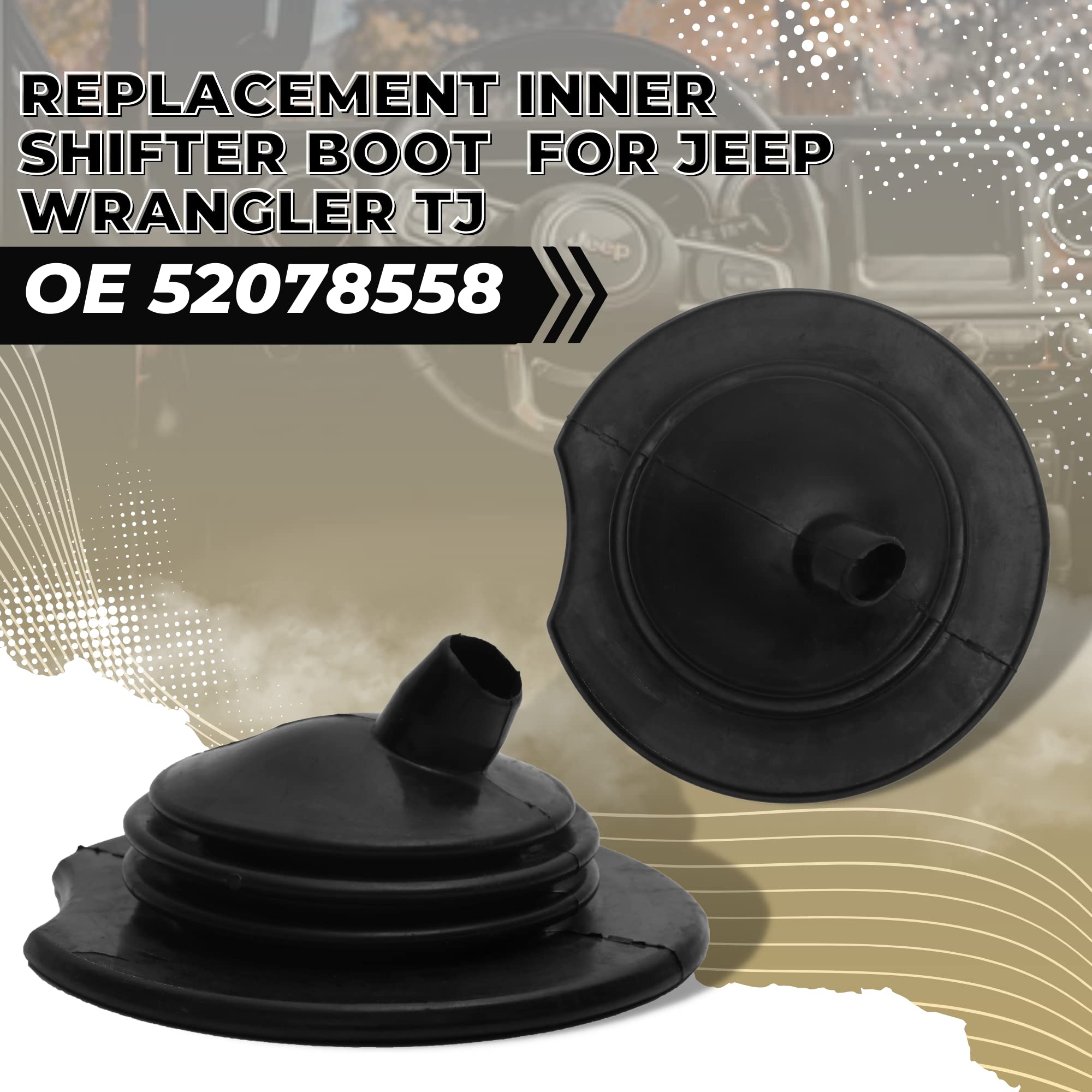 Vikos Products Inner Shifter Boot For Jeep Wrangler Tj - Compatible With 1997-2004 Wrangler Tj And 2004 Wrangler Unlimited Lj - Replaces Oe 52078558 - Part Number 18886.95