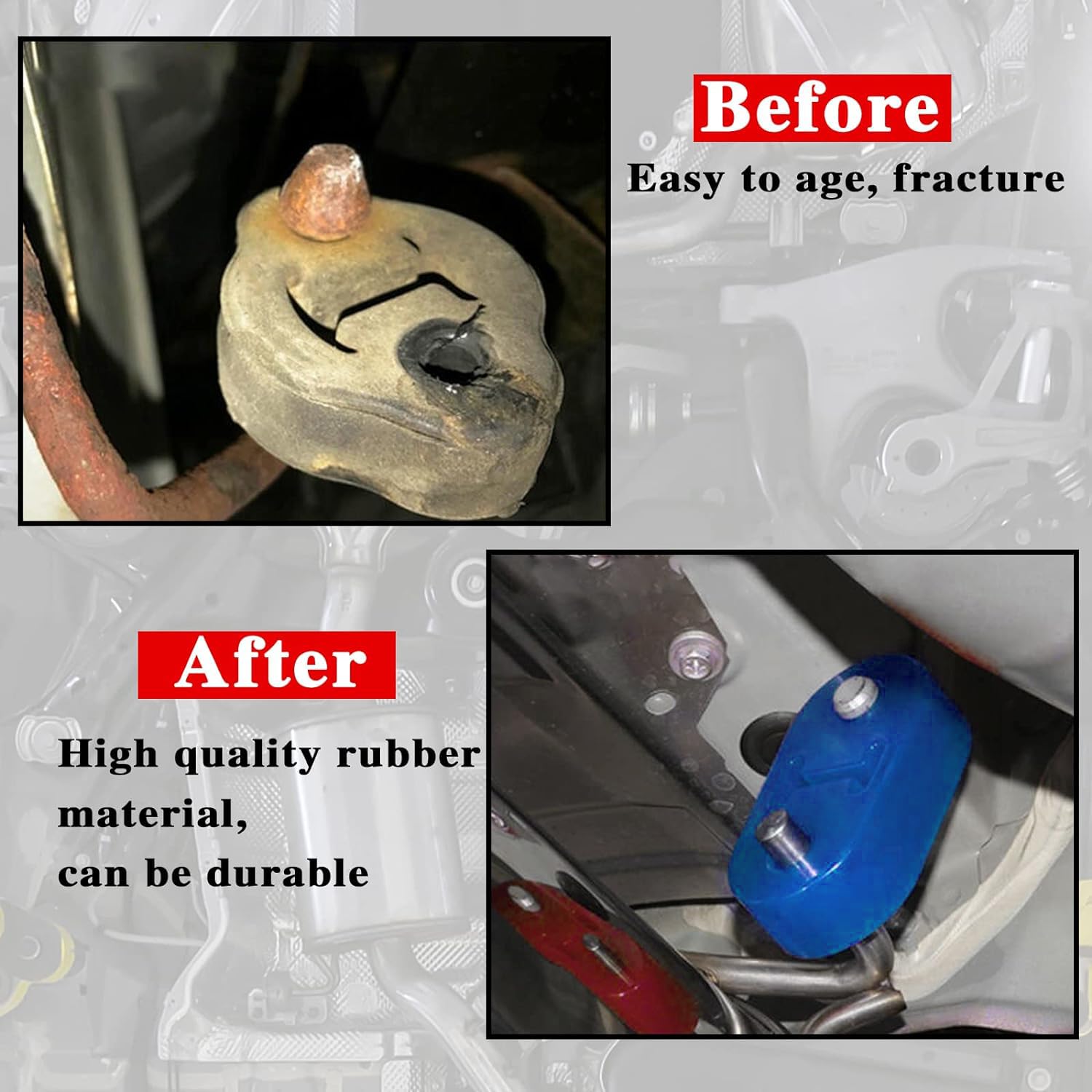 4Pcs Exhaust Hanger Rubber 2 Holes Adjustable Insulator Bushing Rubber Insulator High Density & Anti-Corrosion Rubber Universal