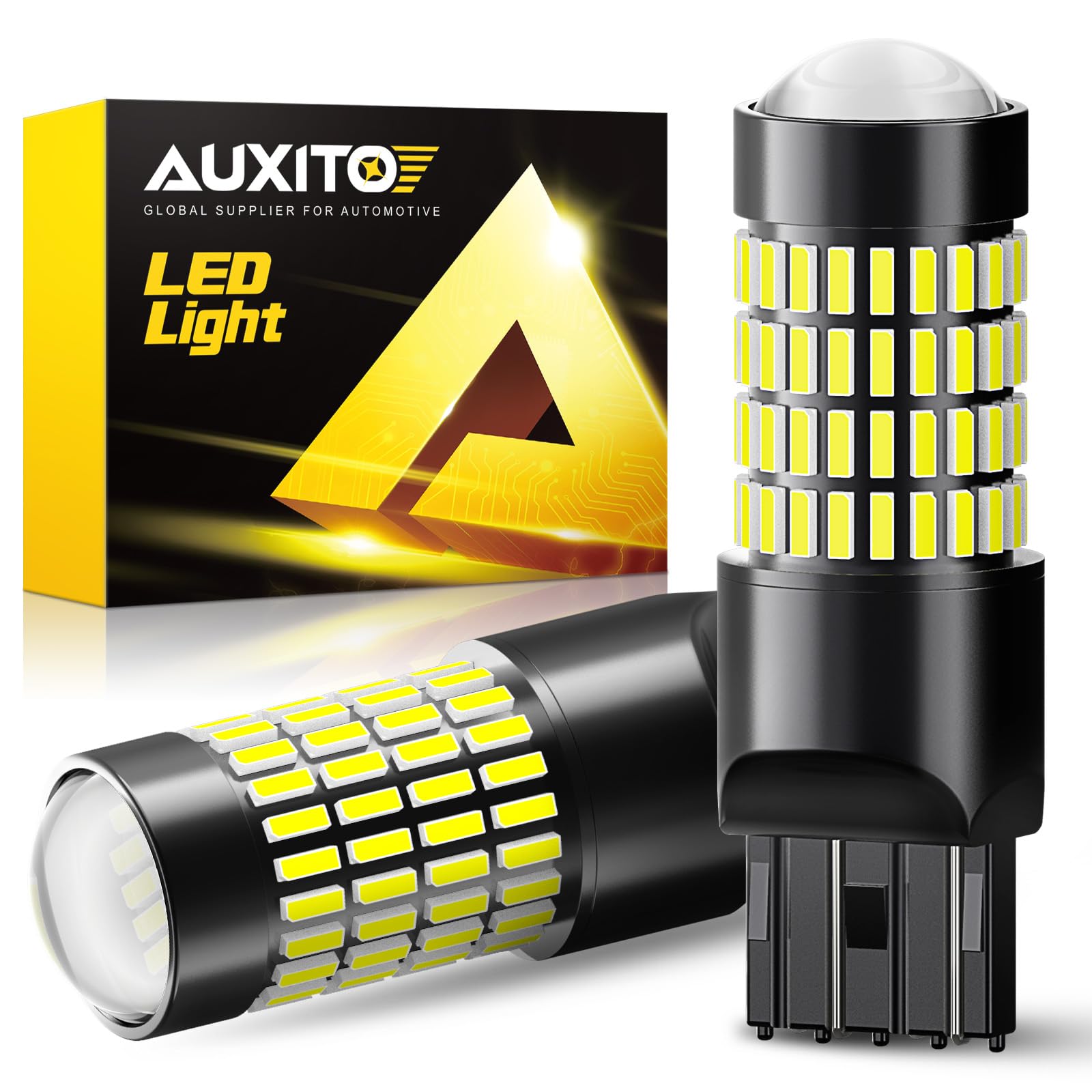 AUXITO 7440 7443 LED Bulb, 102-SMD Chipsets 500% Bright 7441 7444 992 W21W LED Bulbs with Projector for Reverse Tail Brake Signa