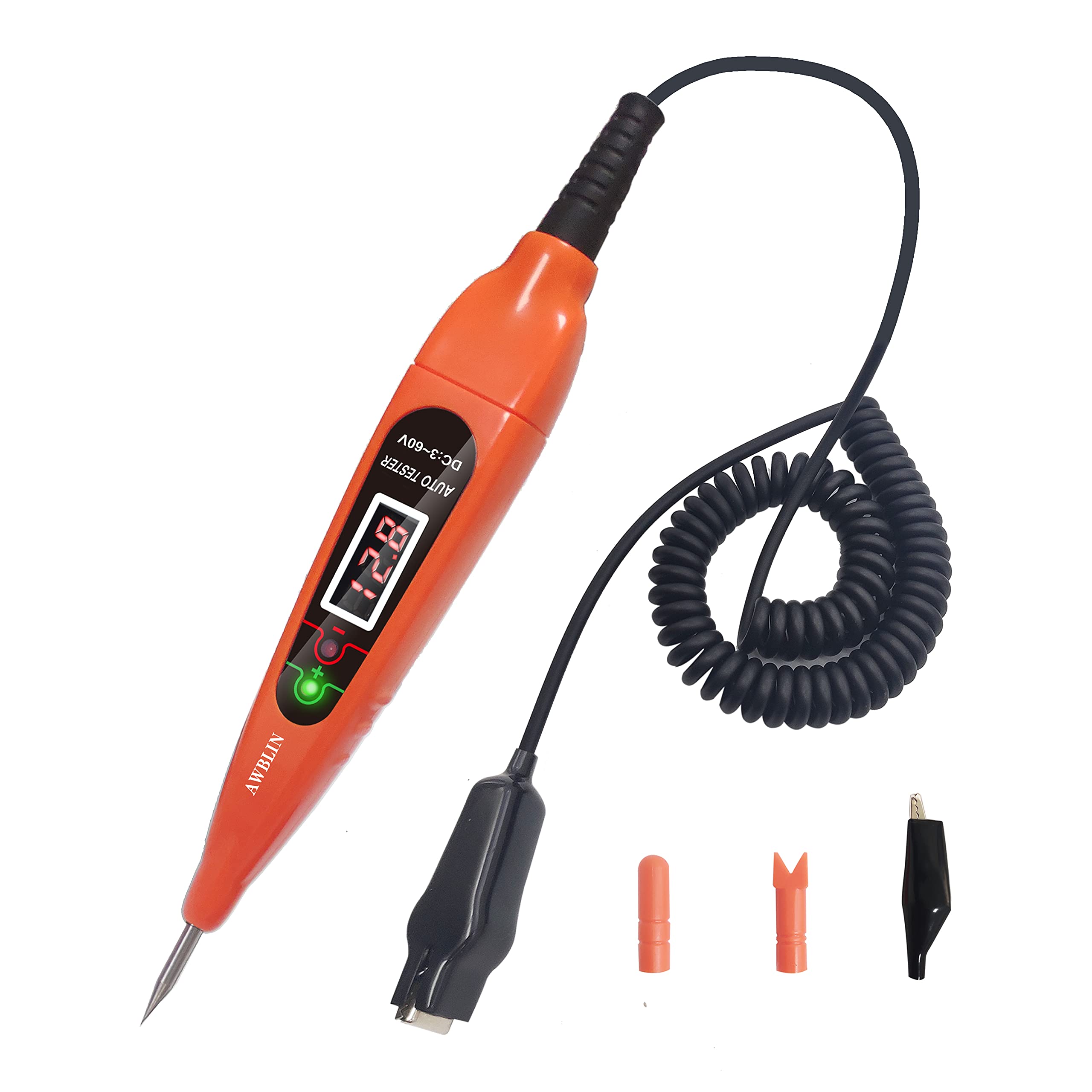 AWBLIN Automotive Test Light Digital LED Circuit Tester, 3-60V DC Auto Electric Tester Light Tool with Voltmeter and Probe for C