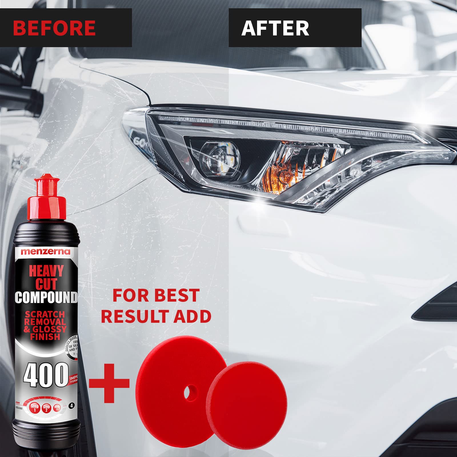 Menzerna Heavy Cut Compound 400'' Car Polish I Heavy Cut, Medium Cut & Finish I Buffing & Polishing Compound For Scratch Repair