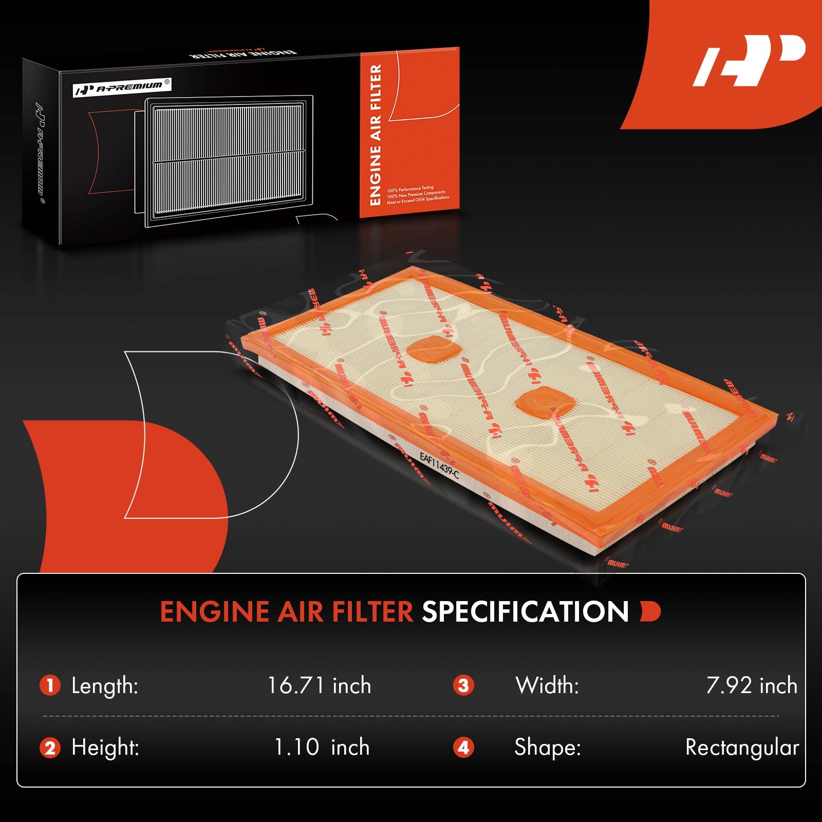 A-Premium Engine Air Filter Compatible with Mercedes-Benz W204 W212 C300, C350, E300, E350, E400, GLE350, GLK350, ML350, R350, 2012-2018, Flexible Panel, Replace# 2760940004