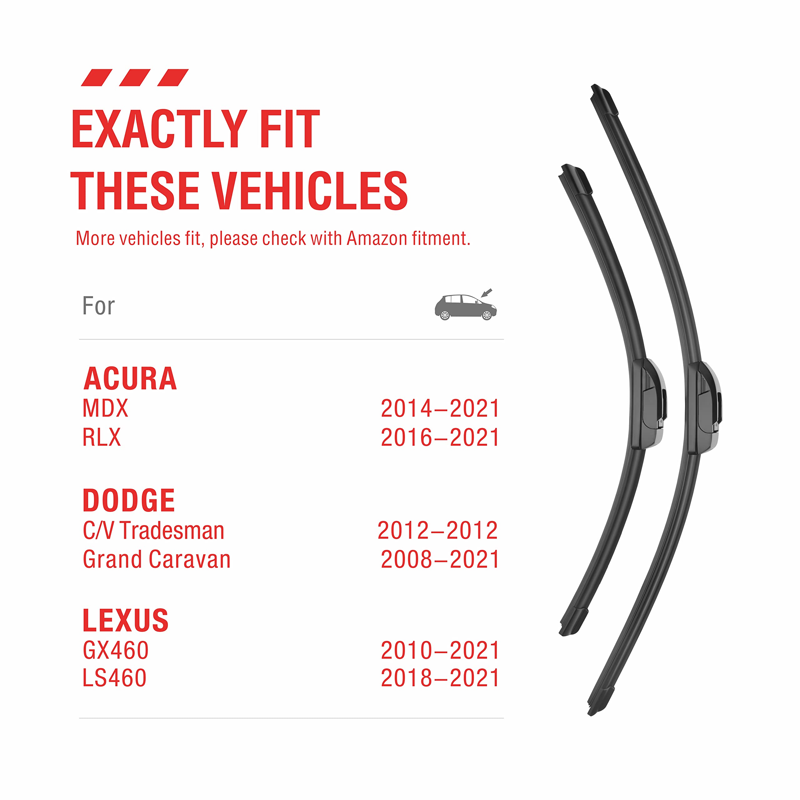 Oem Quality Performance Premium Windshield Wiper Blades 26 And 20,All-Season Auto Replacement Wiper Blades,Fit Toyota Camry 2020