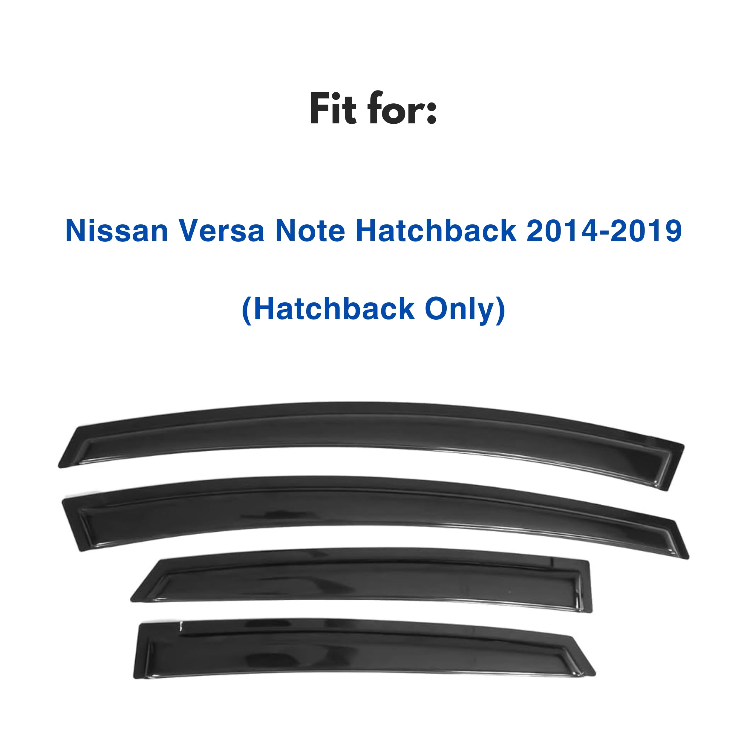 Immortal Group IG Window Visor Rain Guard for 2014-2019 Nissan Versa Note, Black Acrylic, 4PC Tape-On Deflector
