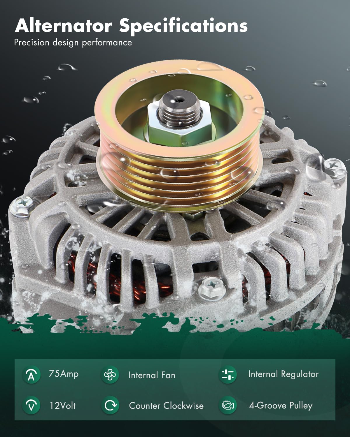 SCITOO Alternator Fits for Honda for Civic 1996-2000,for Honda for Civic del Sol 1996-1997 - 12V 75 Amp CCW 4-Groove Pulley, Rep